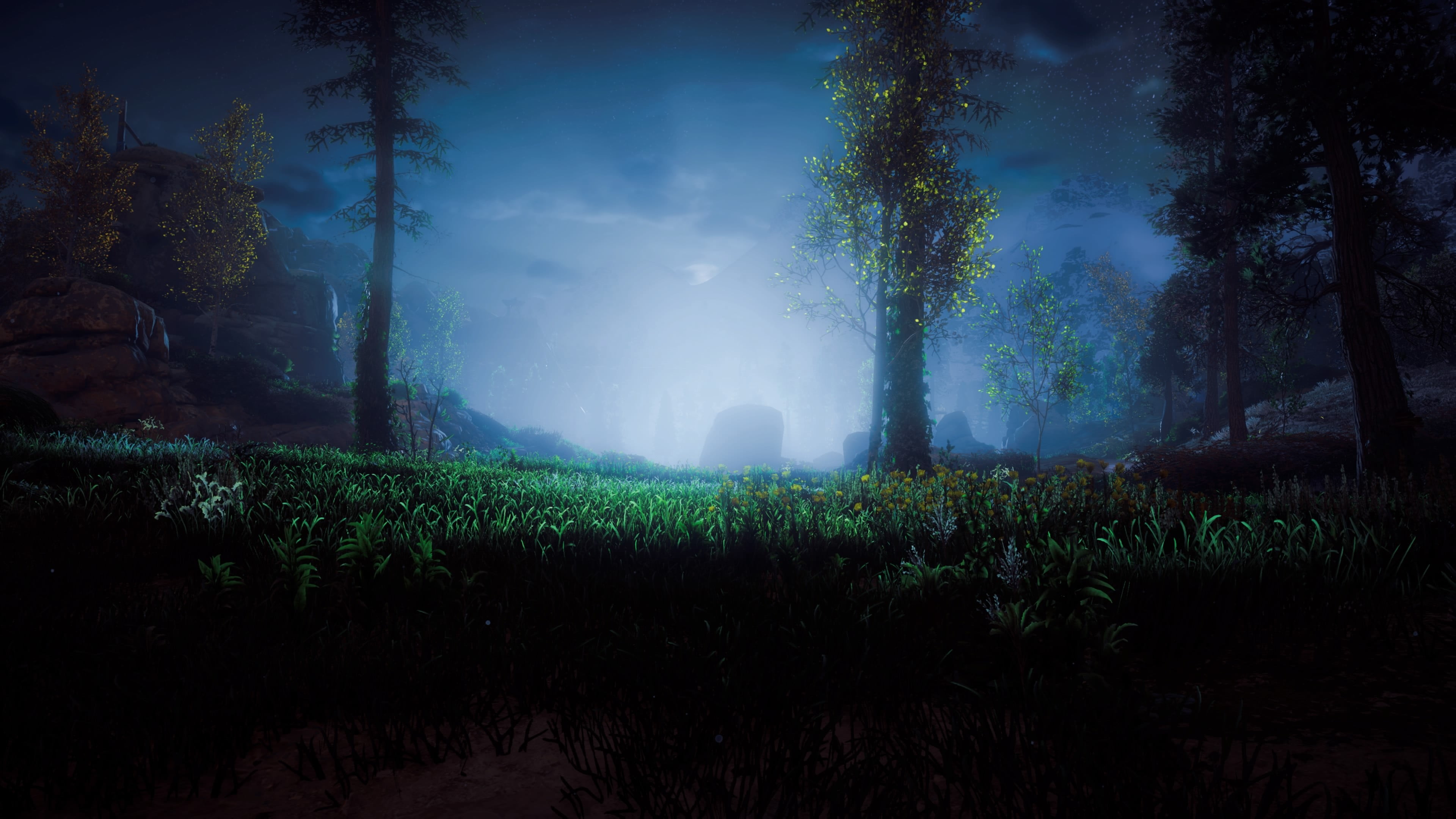 landscape, video games, field, 4K, grass, land, non-urban scene, tranquility, Horizon: Zero Dawn, forest, plant, beauty in nature, tree, outdoors, green color, HD Wallpaper