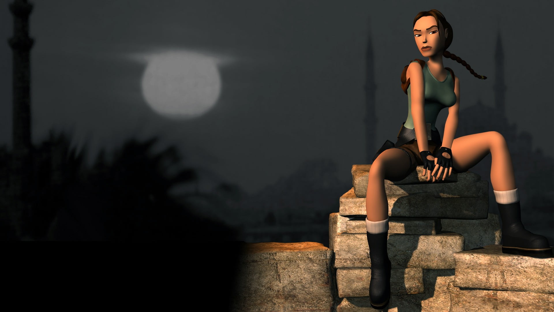 outdoors, Tomb Raider IV: The Last Revelation, young adult, clothing, full moon, focus on foreground, exercising, nature, beauty, people, relaxation, young women, HD Wallpaper