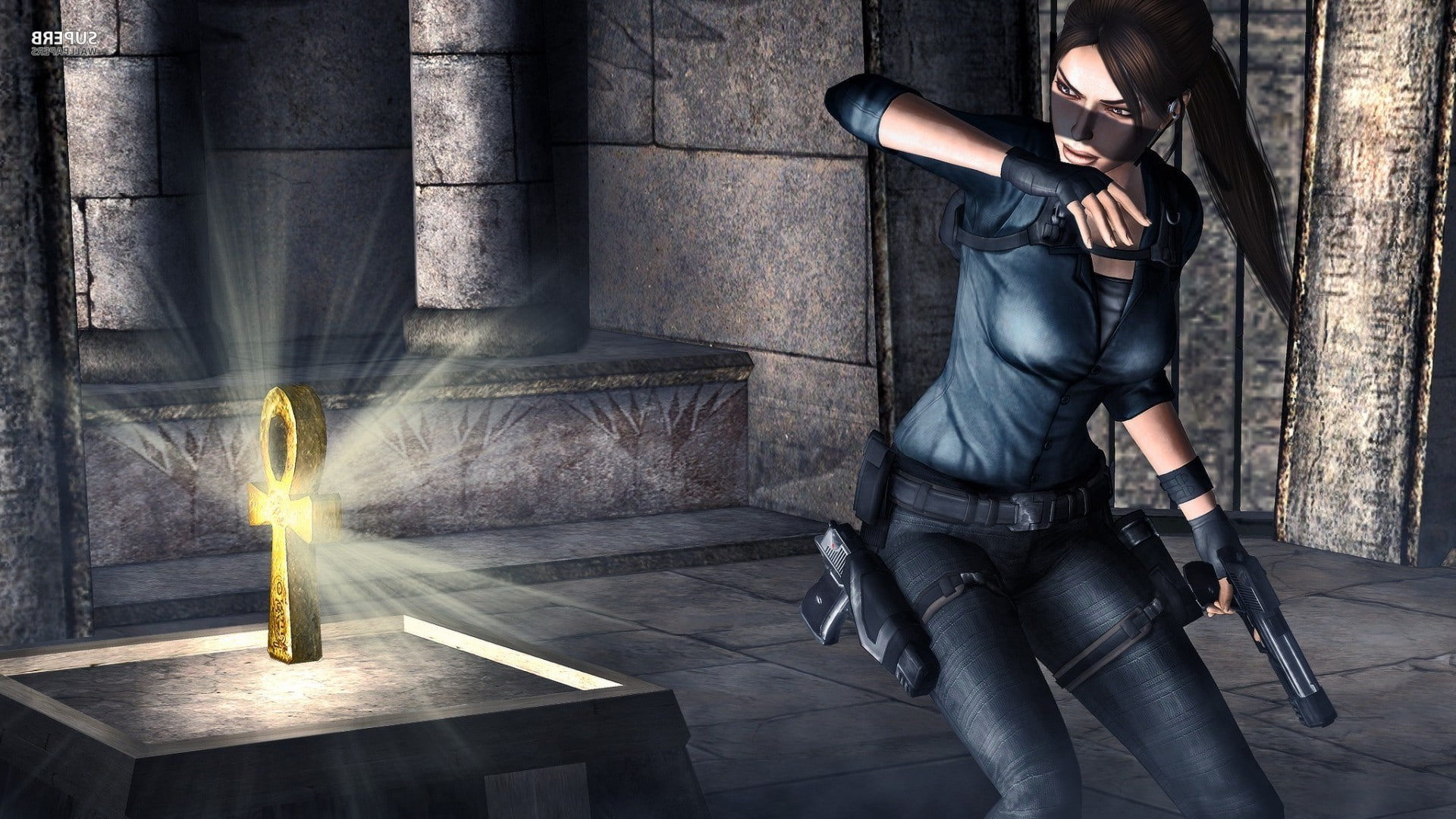 indoors, Tomb Raider IV: The Last Revelation, adult, handgun, emotion, architectural column, 1080P, motion, blurred motion, gun, people, human limb, nature, HD Wallpaper