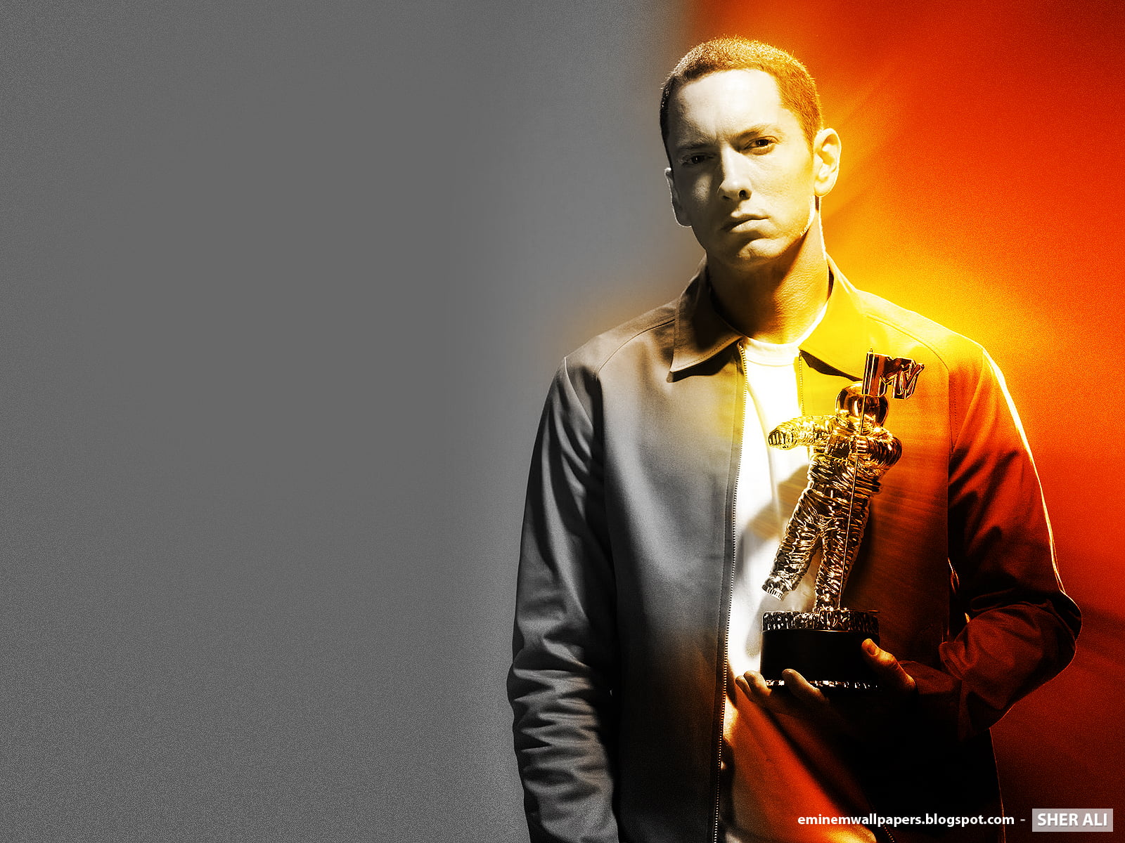 music, front view, hip hop, standing, hop, artist, men, studio shot, musician, waist up, musical instrument, eminem, wall - building feature, holding, copy space, HD Wallpaper