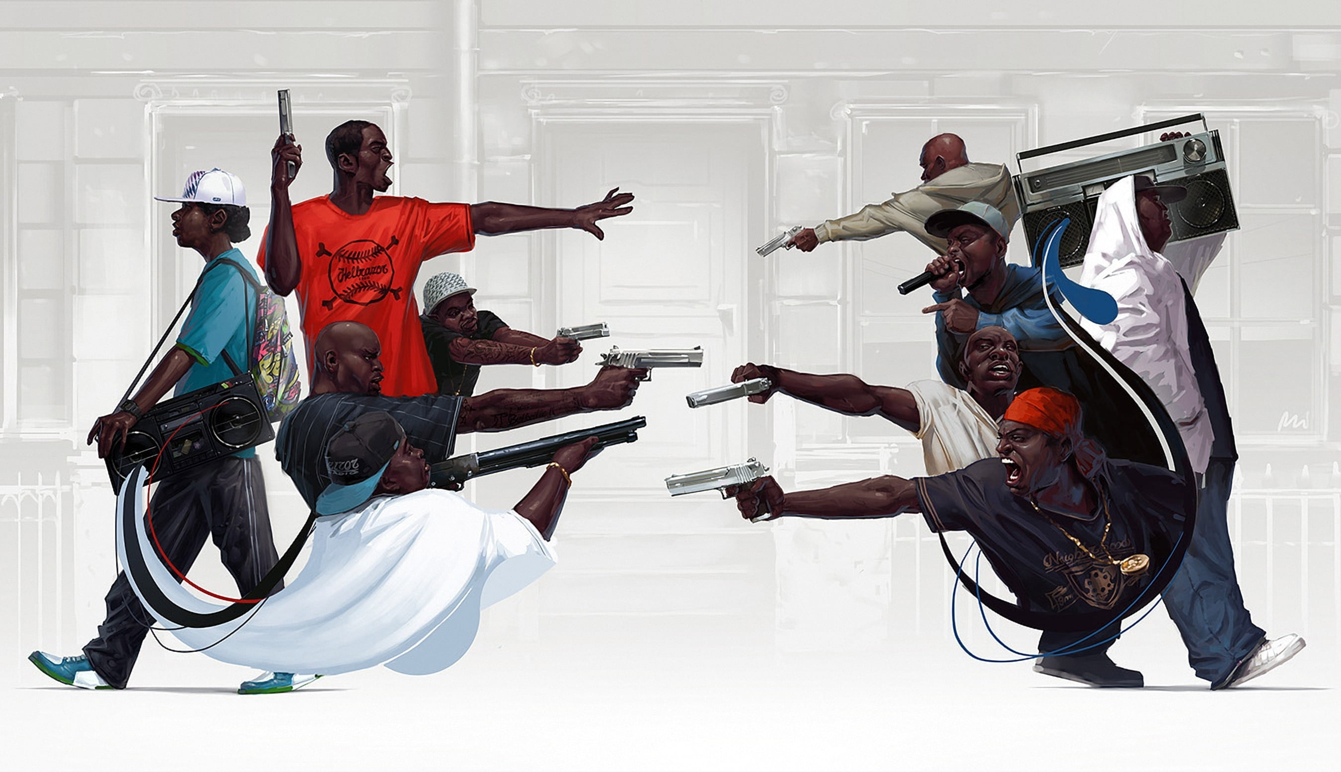 females, Michal Lisowski, males, young men, group, illustration, people, equipment, real people, men, holding, african Ethnicity, leisure activity, weapons, HD Wallpaper