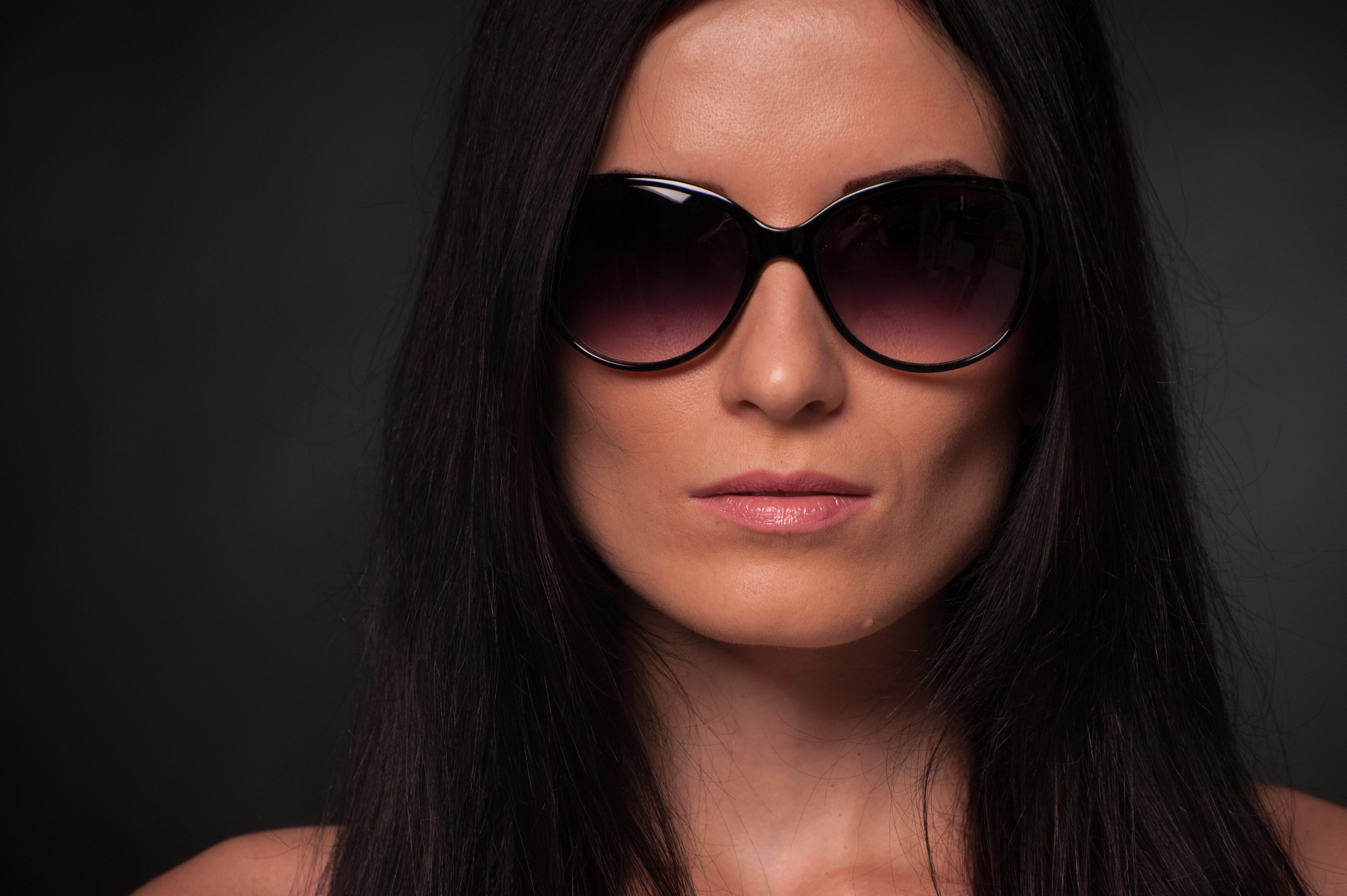 woman, body part, black hair, glamour, black background, one person, portrait, human face, beautiful people, wearing, black, sunglasses, person, leather, HD Wallpaper