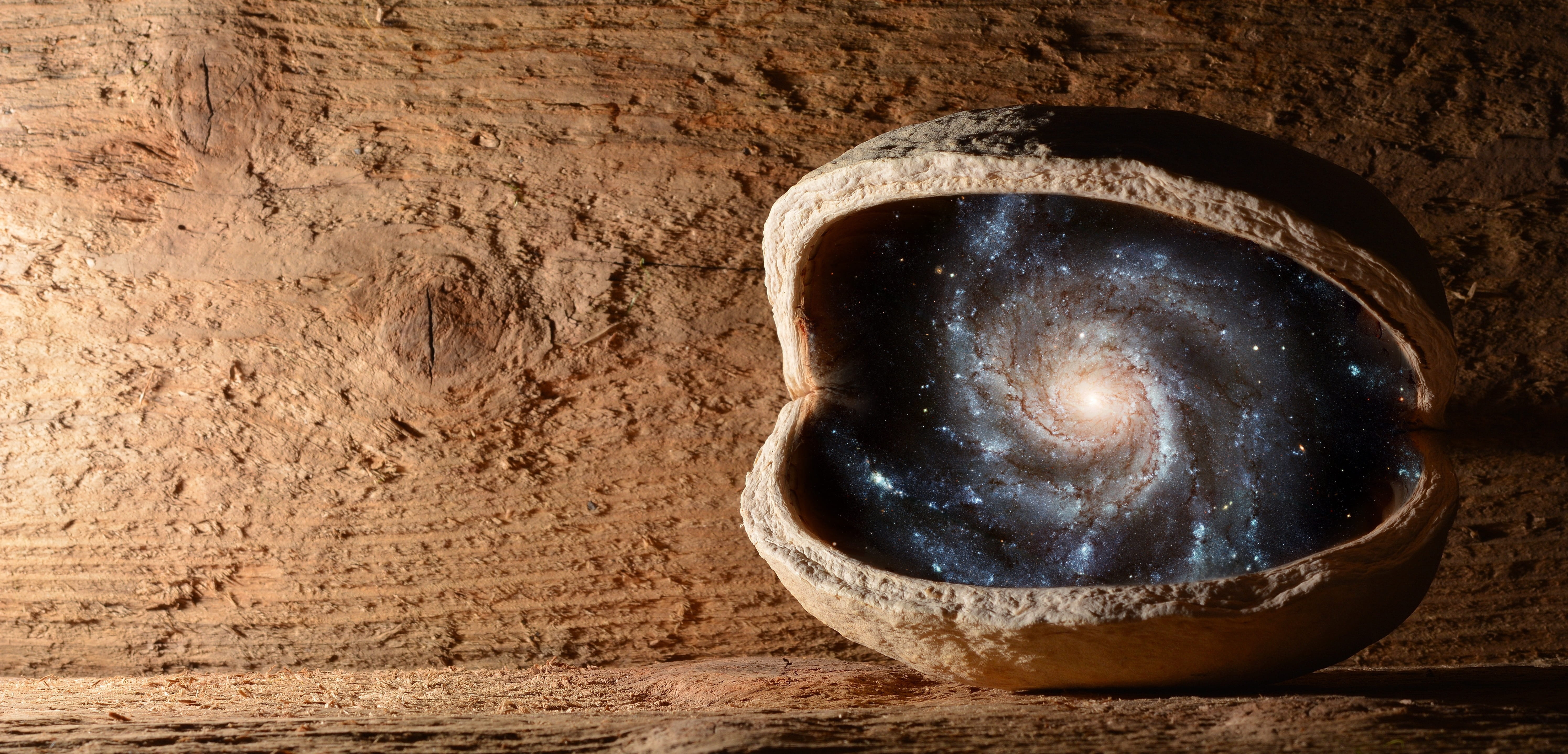 nature, wellbeing, kitchen utensil, universe, big bar, research, space, sky, dirt, photoshop, all, pinwheel galaxy, walnut, no people, the universe in the nut shell, HD Wallpaper