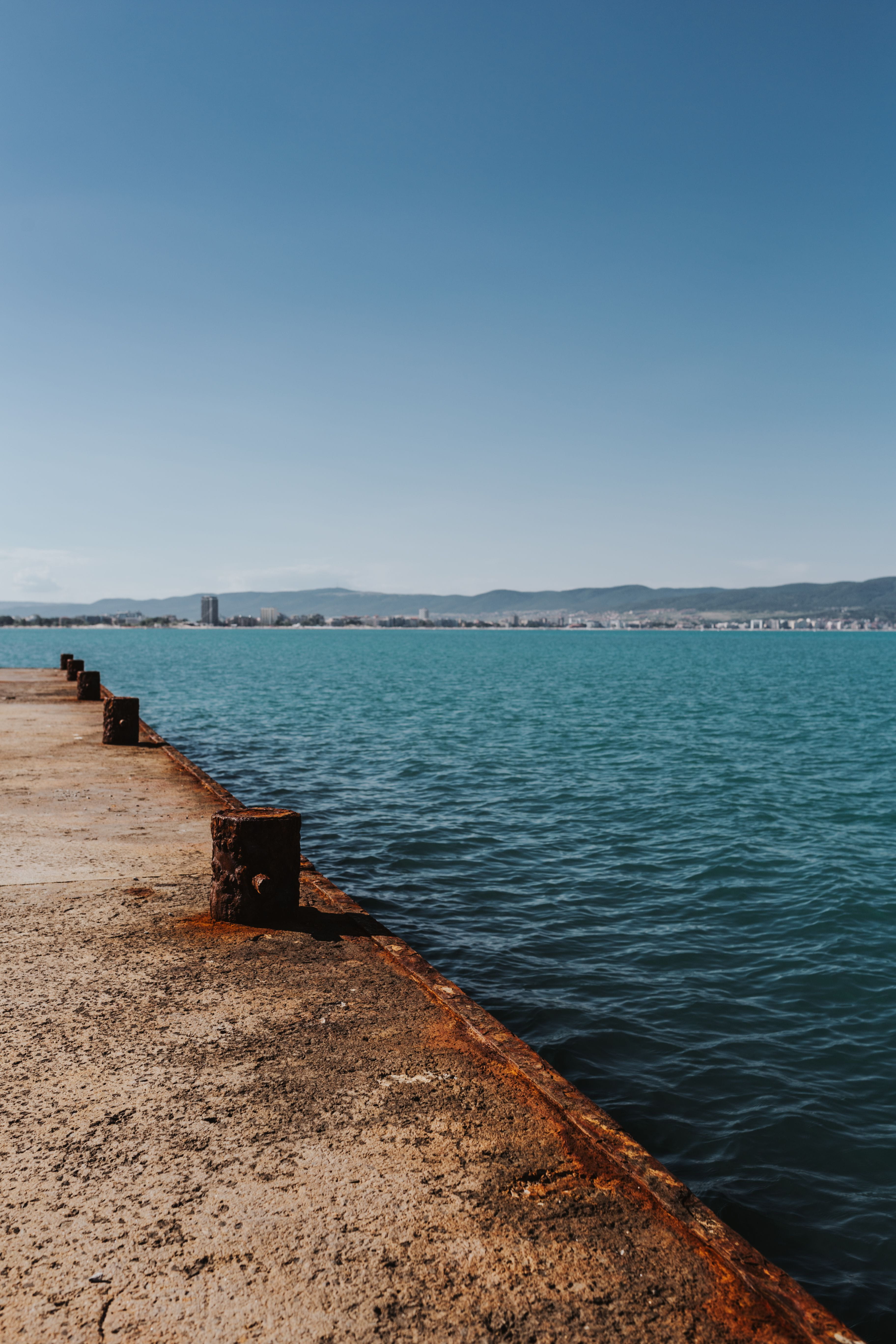 Bulgaria, waterscape, coastline, clear sky, direction, tranquility, idyllic, sky, groyne, Sunny Beach, Coast, seascape, scenics - nature, water, no People, Phone HD Wallpaper