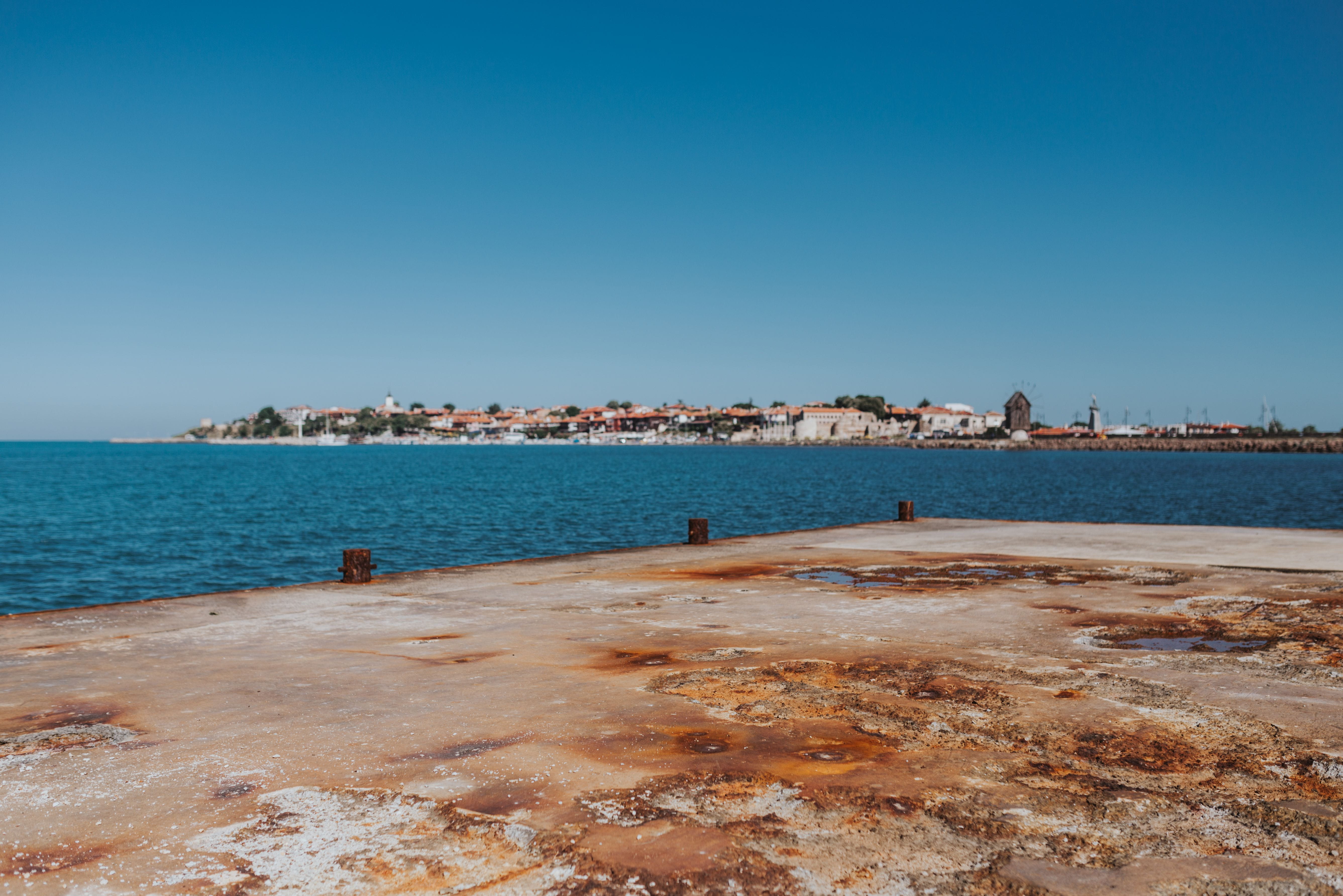 seascape, clear sky, water, architecture, beach, outdoors, building exterior, waterscape, beauty in nature, scenics, holiday, travel destinations, Bulgaria, HD Wallpaper