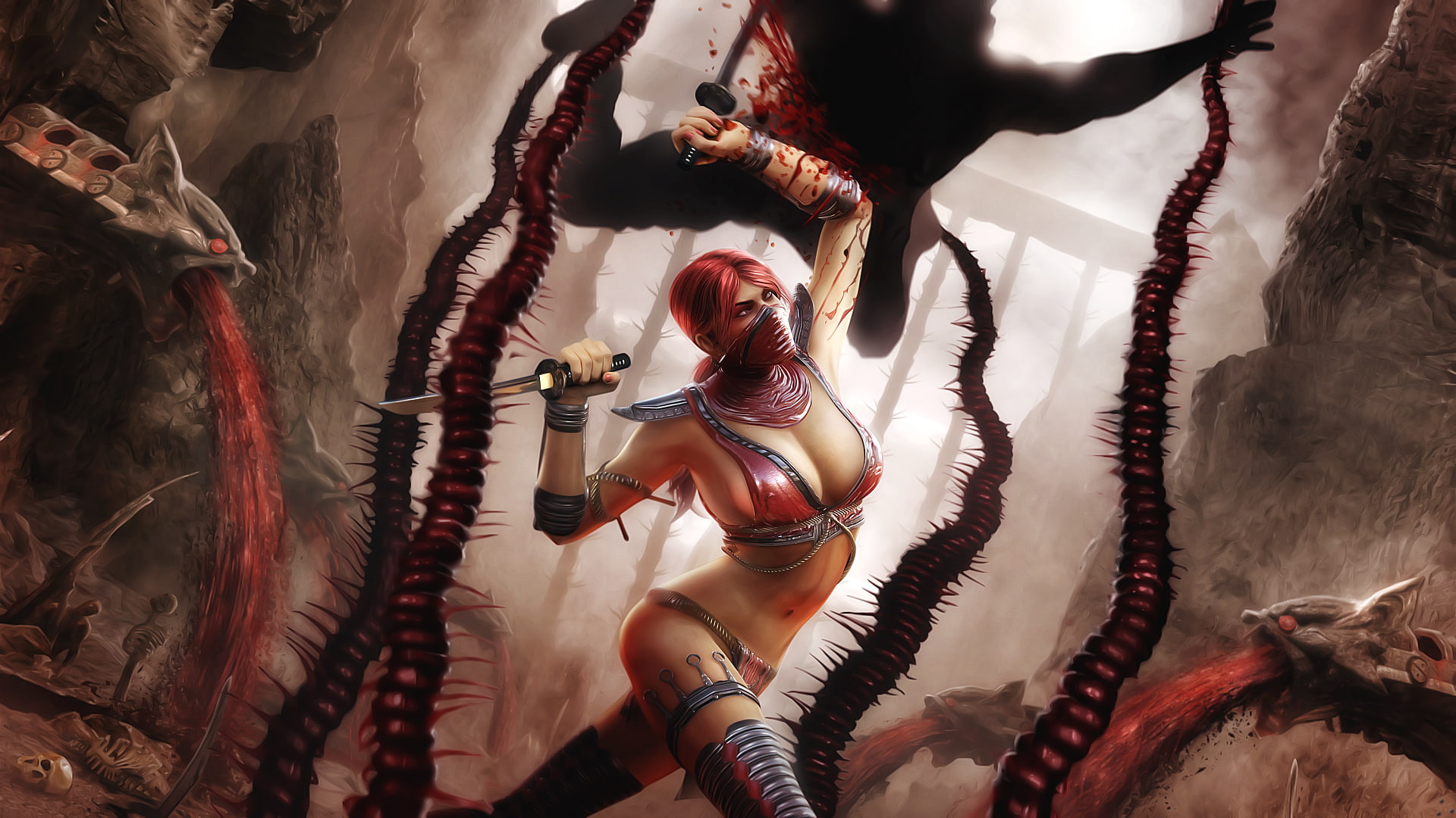 hd, fantasy, kombat, 1080P, skarlet, in, girls, mortal, HD Wallpaper
