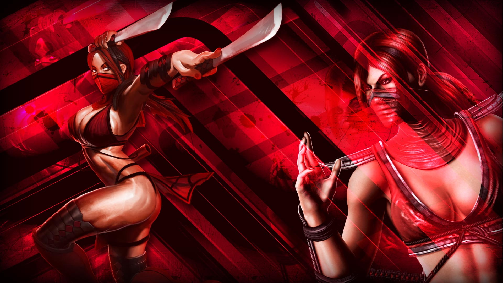 assassin, female, character, combat, 1080P, hd, red, skarlet, mortal, video games, HD Wallpaper