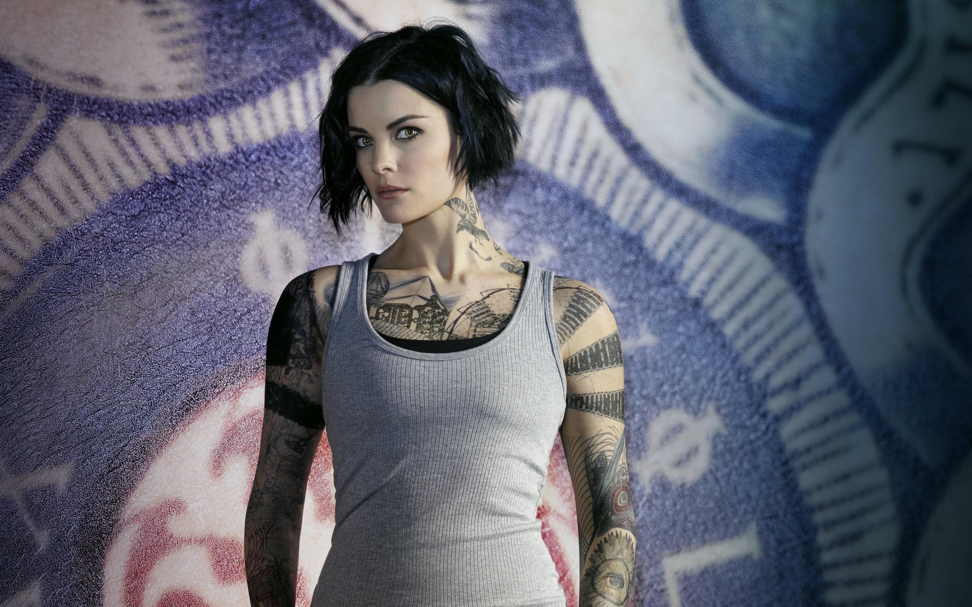 Jane DOE, tattoo, Blindspot, Jaimie Alexander, Blind spot, pose, Ellis Remy Kruger, Jamie Alexander, look, 2K, the series, HD Wallpaper