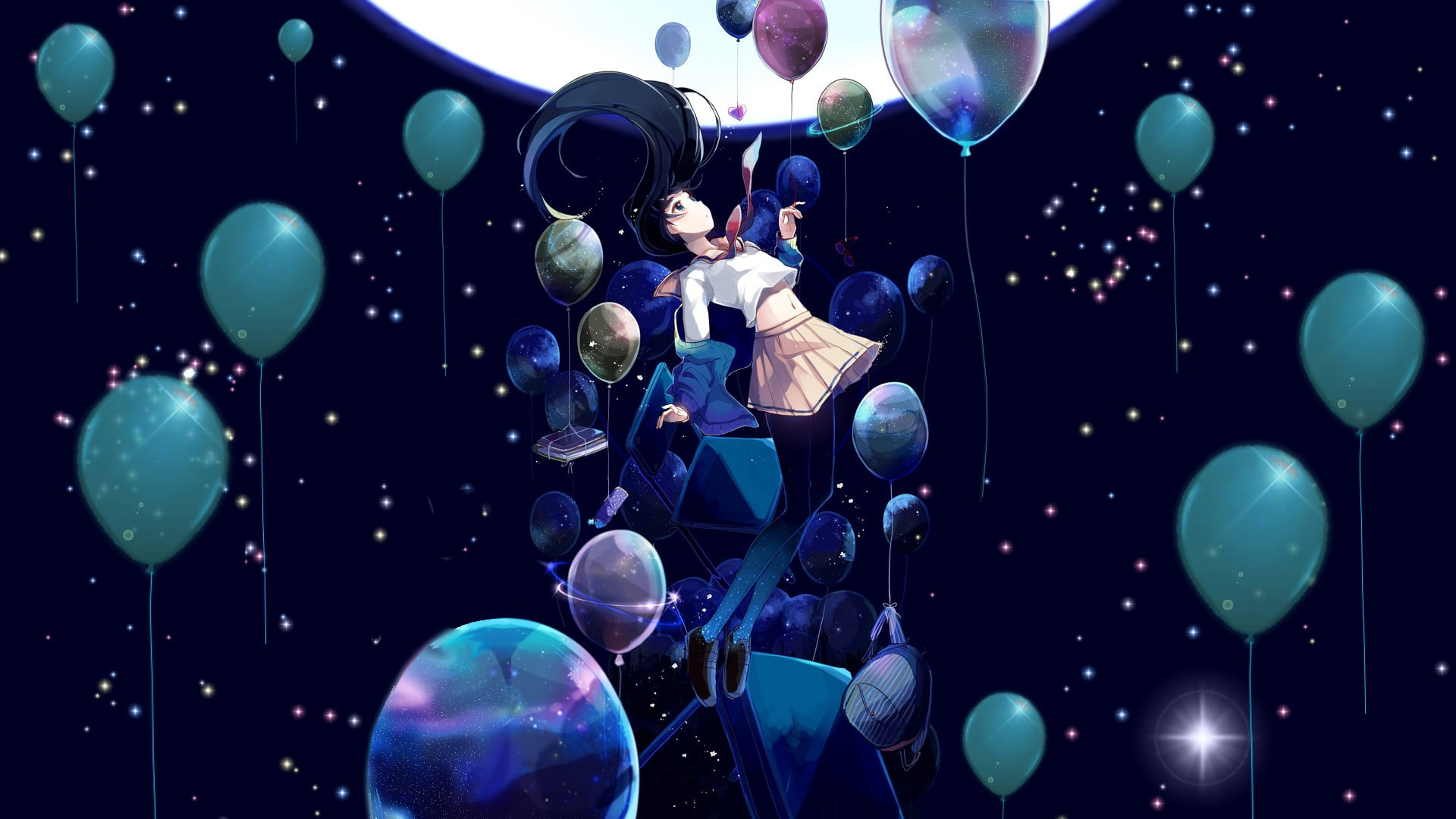 indoors, Moon, light, men, event, group of people, multi colored, enjoyment, backpacks, sphere, female, night, arts culture and entertainment, black, music, HD Wallpaper