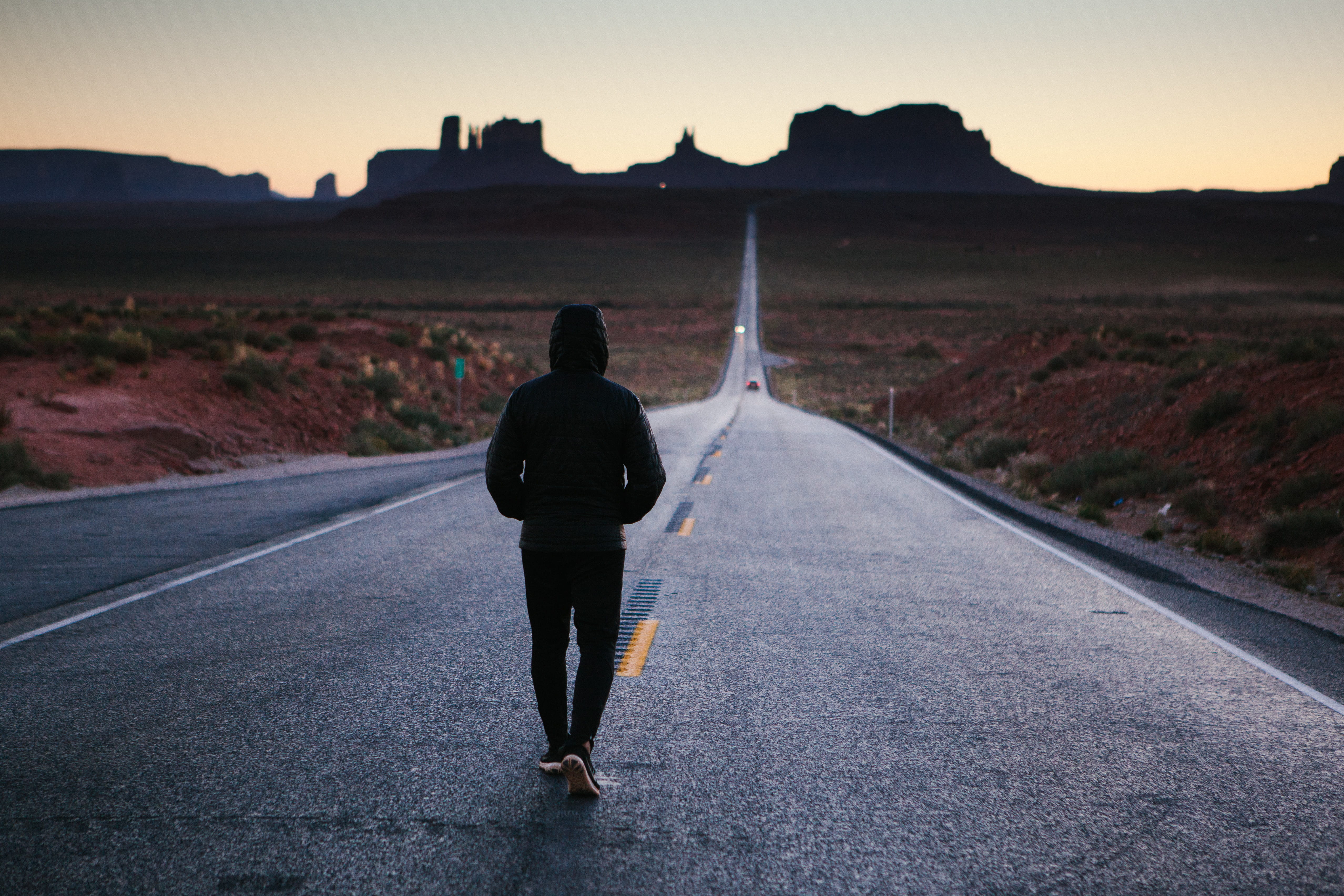 landscape, nature, rear view, adults only, solitude, direction, jogging, full length, adult, men, behind, leisure activity, standing, Sunset, travel Locations, HD Wallpaper