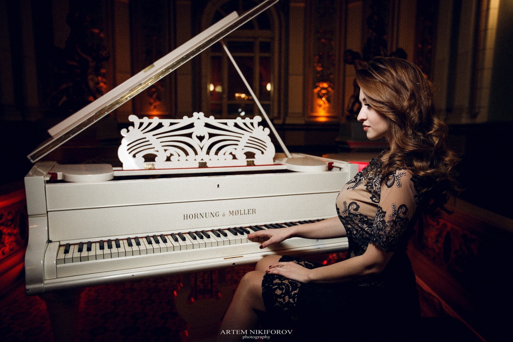 one person, fashion, music, hair, adult, indoors, real people, musical instrument, side view, young women, 1080P, beauty, beautiful woman, young adult, HD Wallpaper