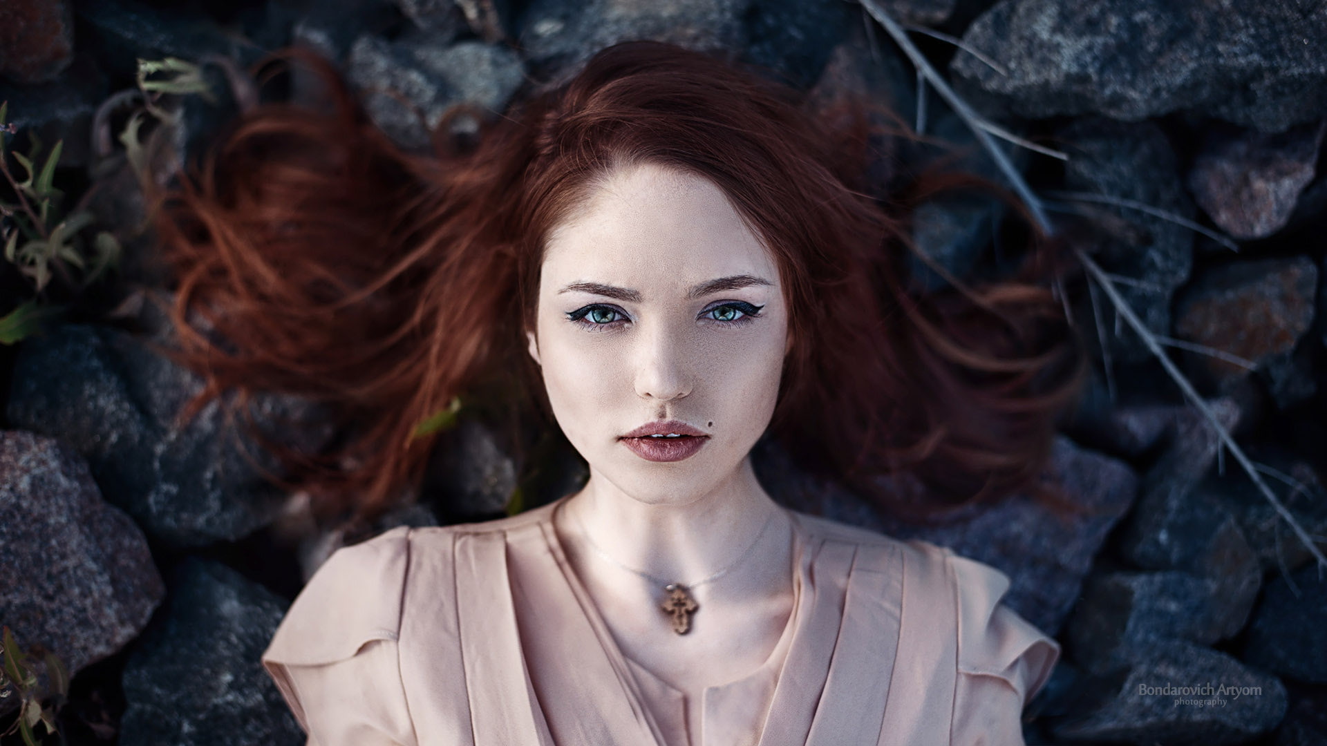 necklace, 1080P, face, model, Artyom Bondarovich, redhead, portrait, women, HD Wallpaper