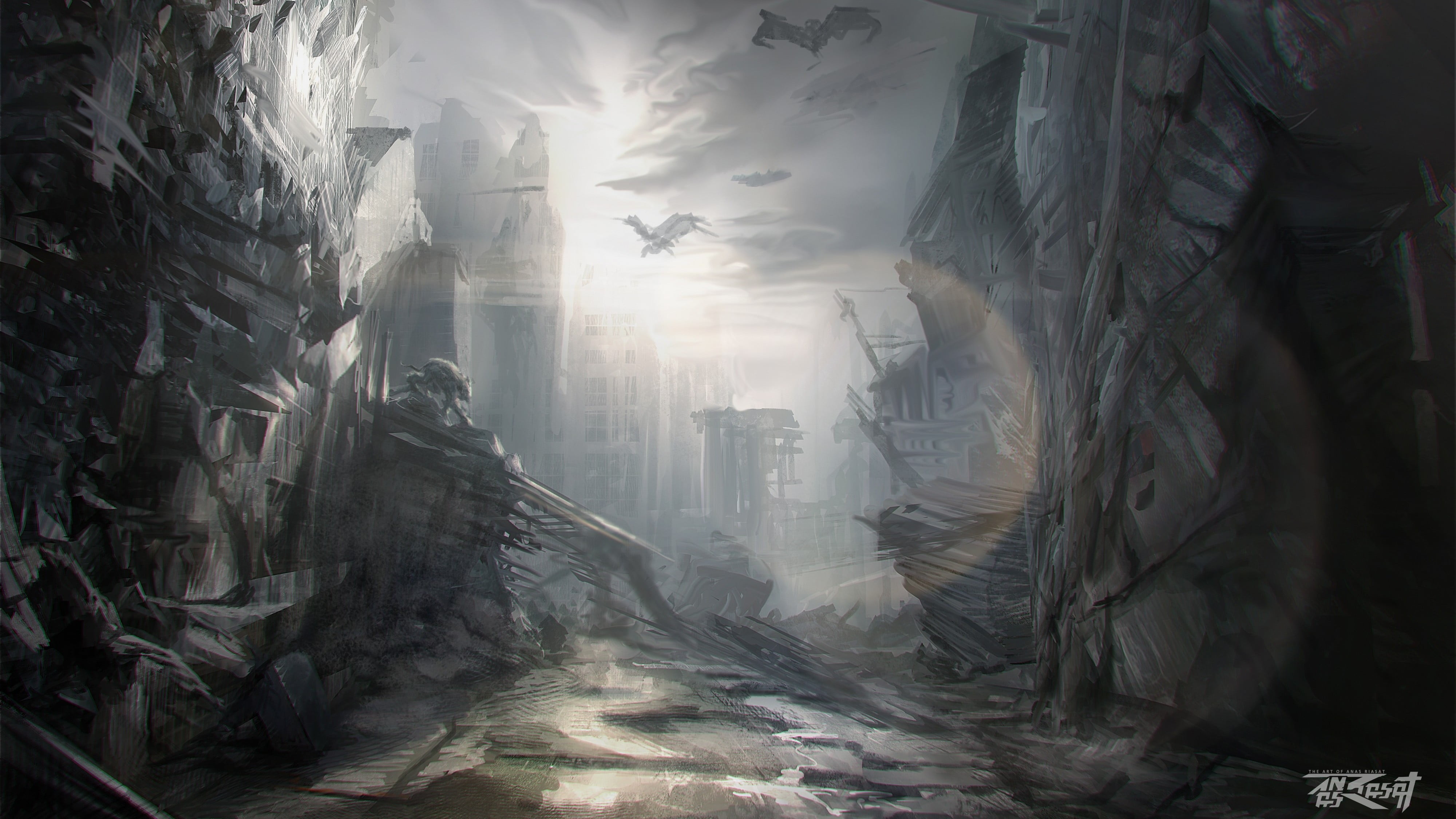streaming, scenics - nature, land, rock formation, architecture, beauty in nature, day, mystery, 4K, sunlight, anime, city, nature, sunbeam, HD Wallpaper