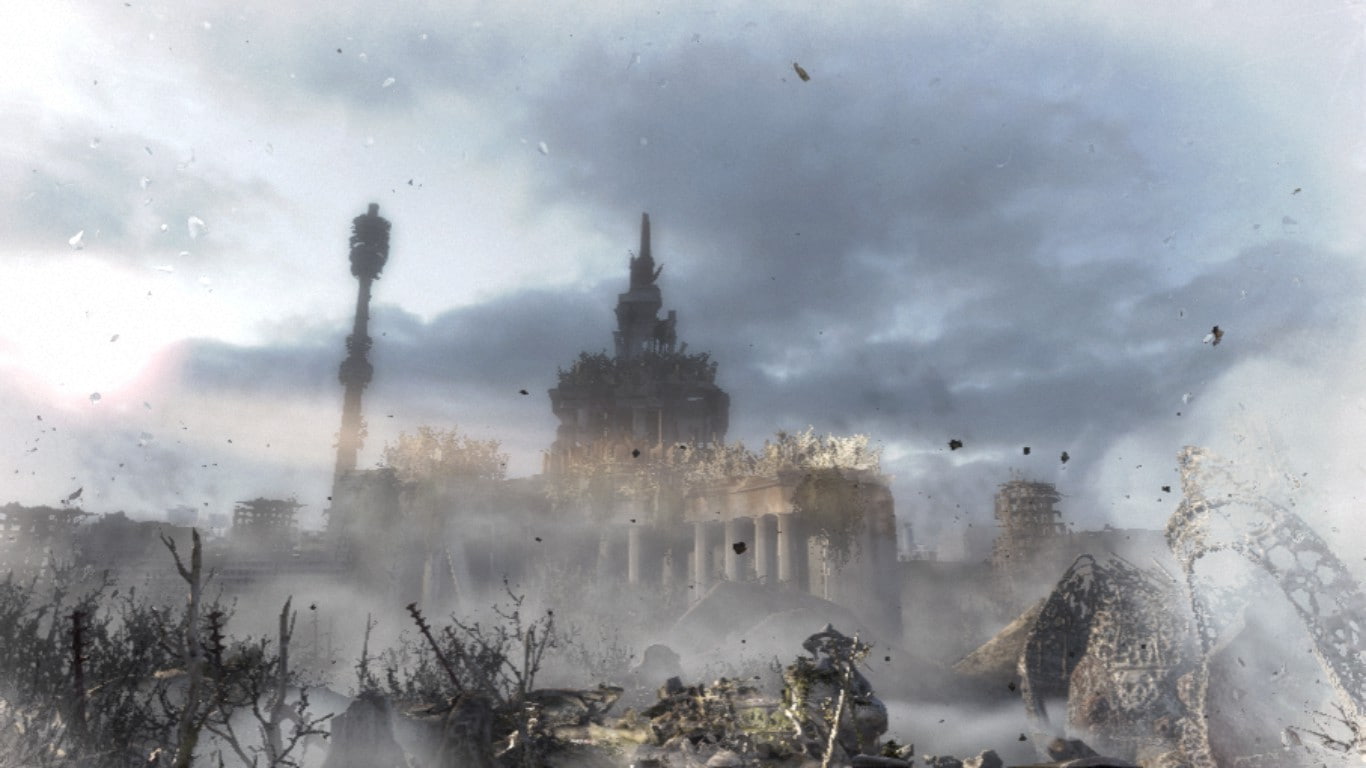 snow, cold temperature, built structure, Metro: Last Light, city, day, religion, building exterior, smog, 720P, pollution, screen shot, spire, travel destinations, HD Wallpaper