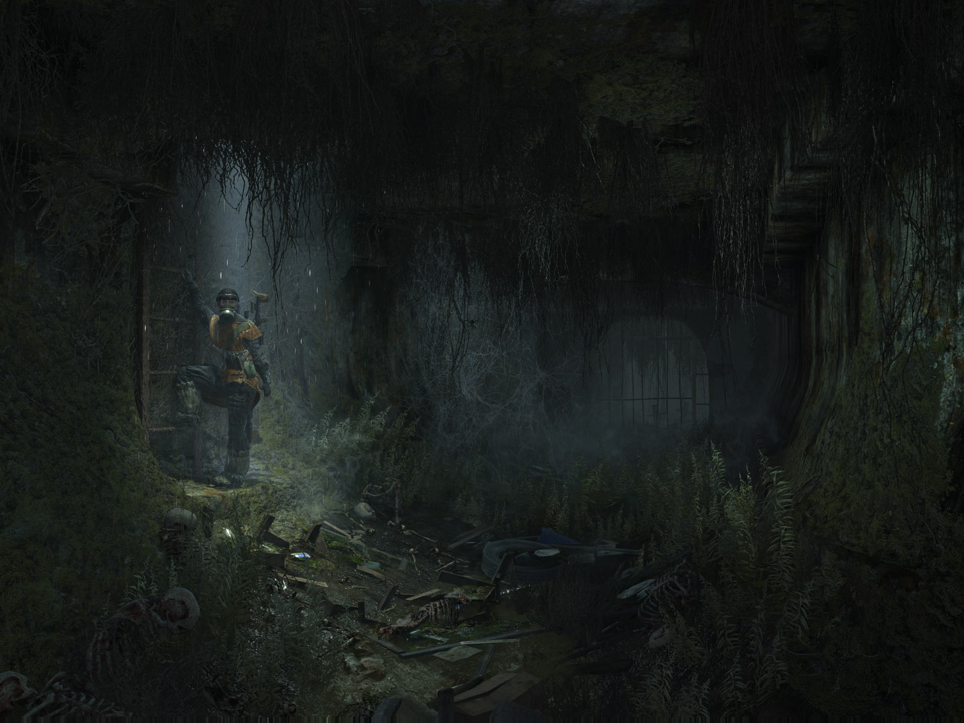 metro, Zoneward Bound, Metro: Last Light, one person, nature, tree, 1080P, art and craft, day, holding, forest, woodland, human representation, HD Wallpaper