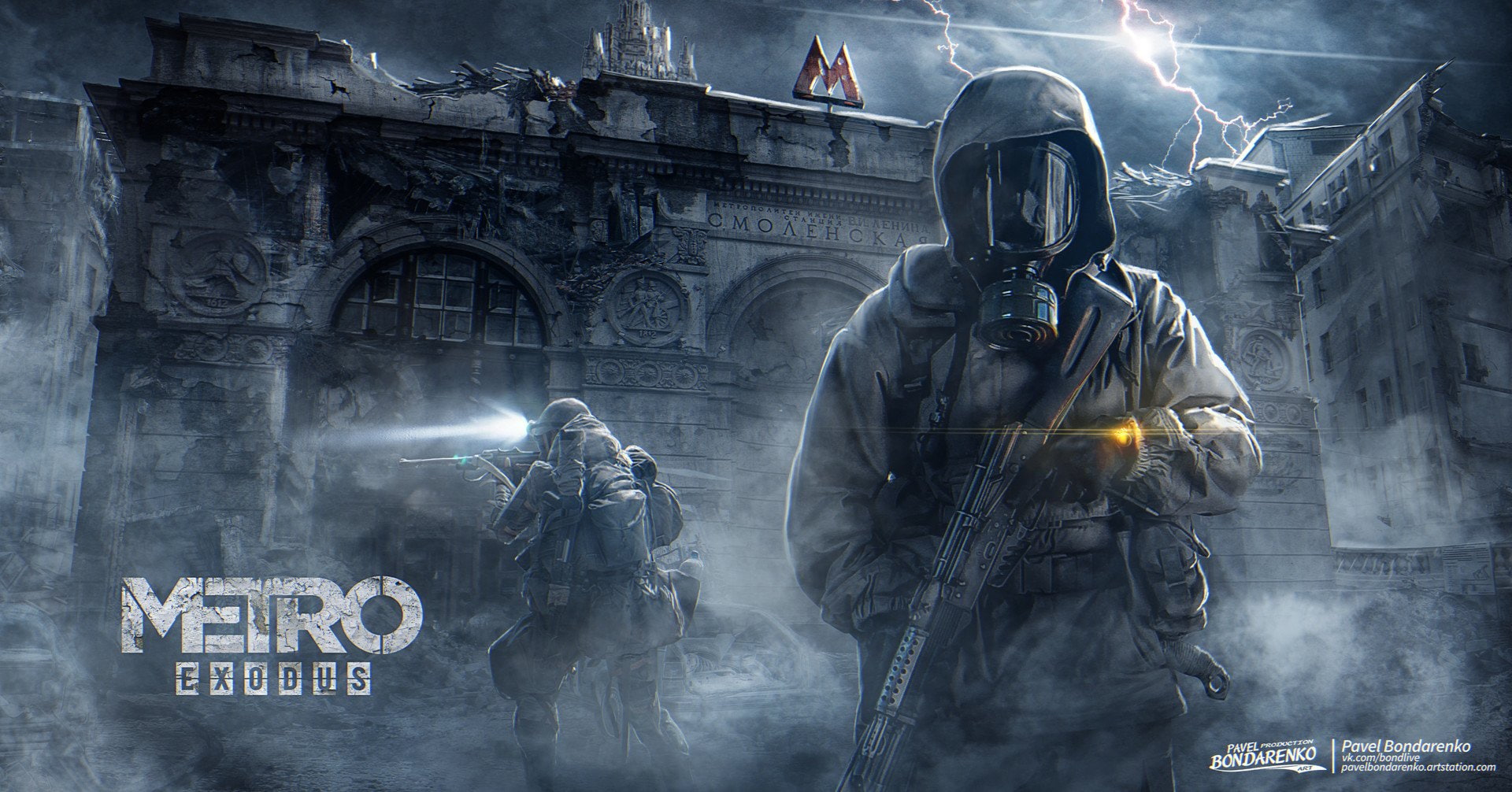 warning sign, Metro Exodus, military, Metro, weapon, government, architecture, illuminated, technology, sign, uniform, 1080P, men, front view, aggression, HD Wallpaper
