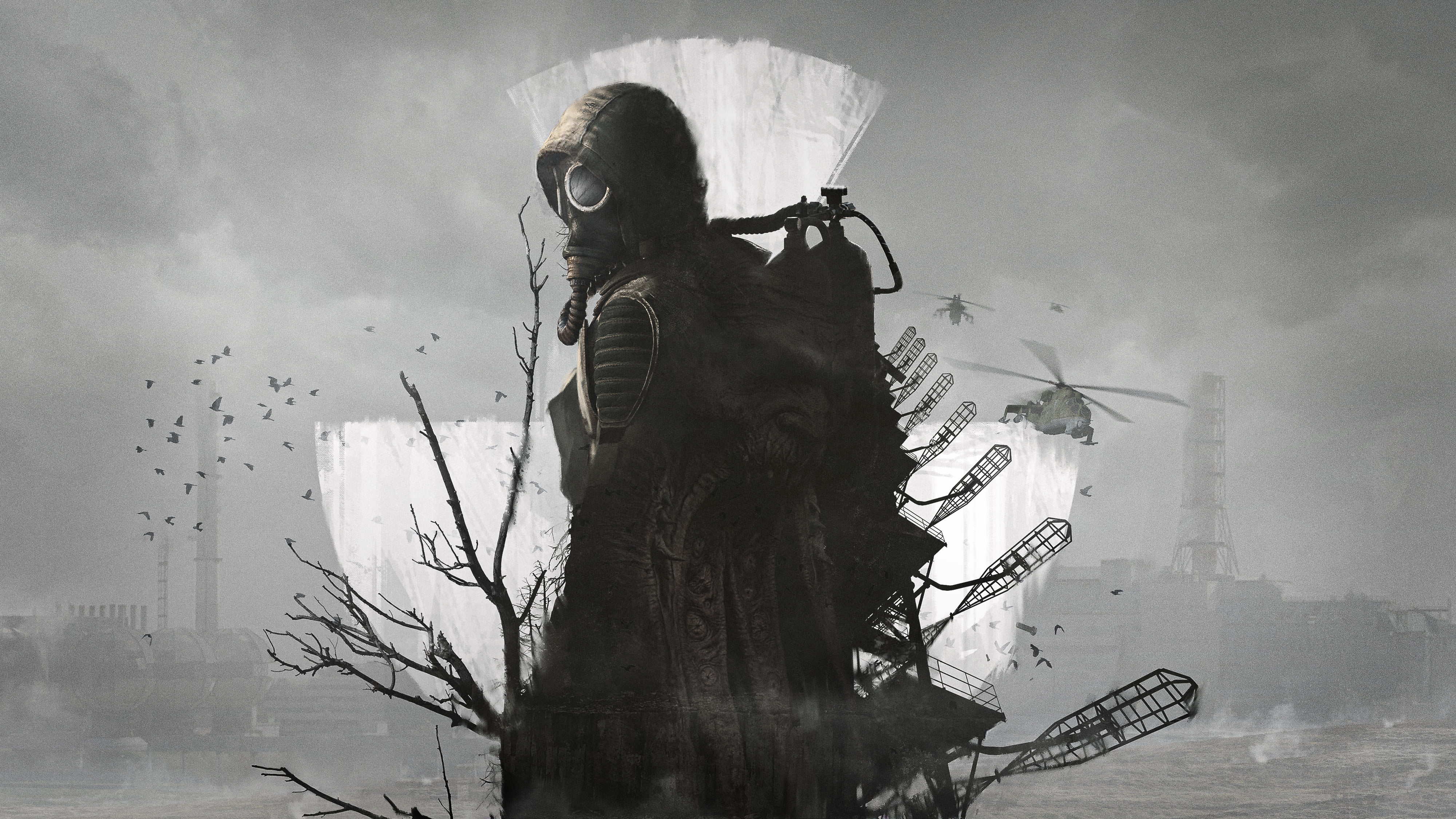 digital art, video game art, mask, radiation, 4K, S.T.A.L.K.E.R. 2, gas masks, video games, HD Wallpaper