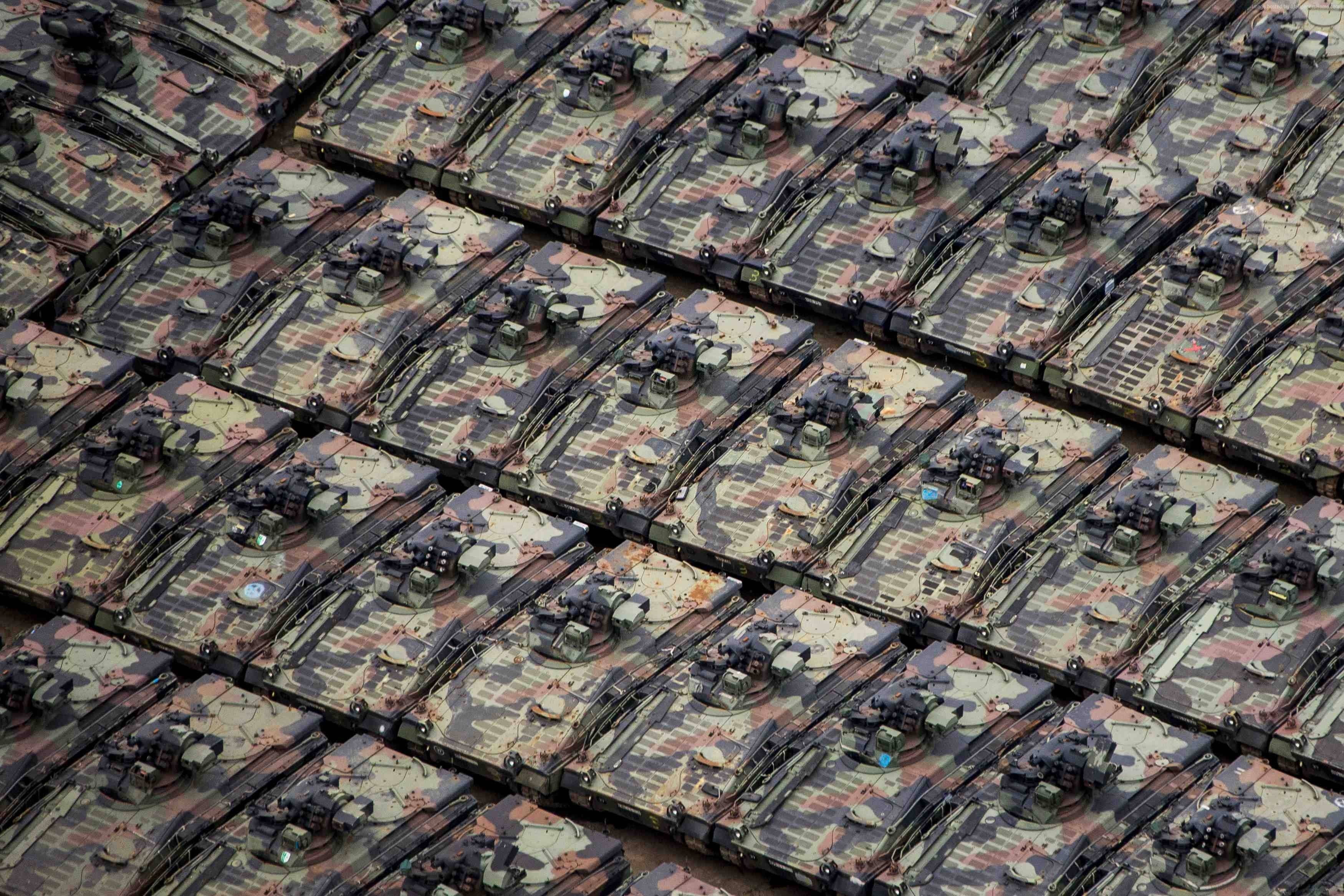 depot activity, infantry fighting vehicle, no people, pattern, roof, built structure, architecture, 2K, design, Bundeswehr, repetition, full frame, large group of objects, HD Wallpaper