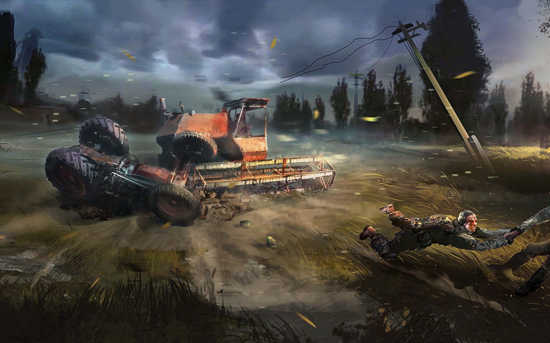 t, e, tractor, wind, drawing, l, s, r, k, 1080P, a, video games, hd, HD Wallpaper