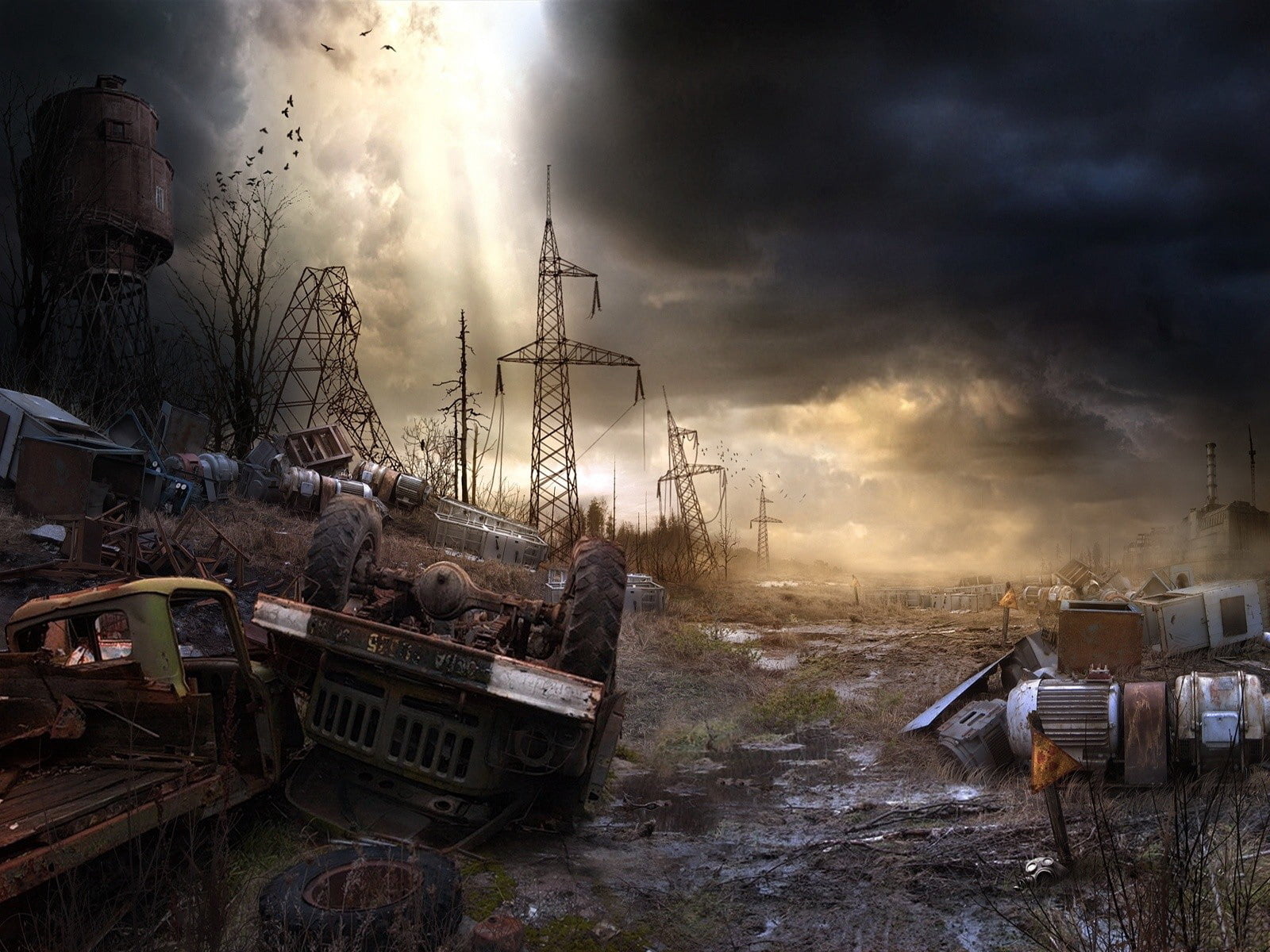 metal, environment, car, Stalker, danger, motor vehicle, sky, storm, outdoors, environmental issues, disaster, transportation, abandoned, rusty, smoke - Physical Structure, HD Wallpaper
