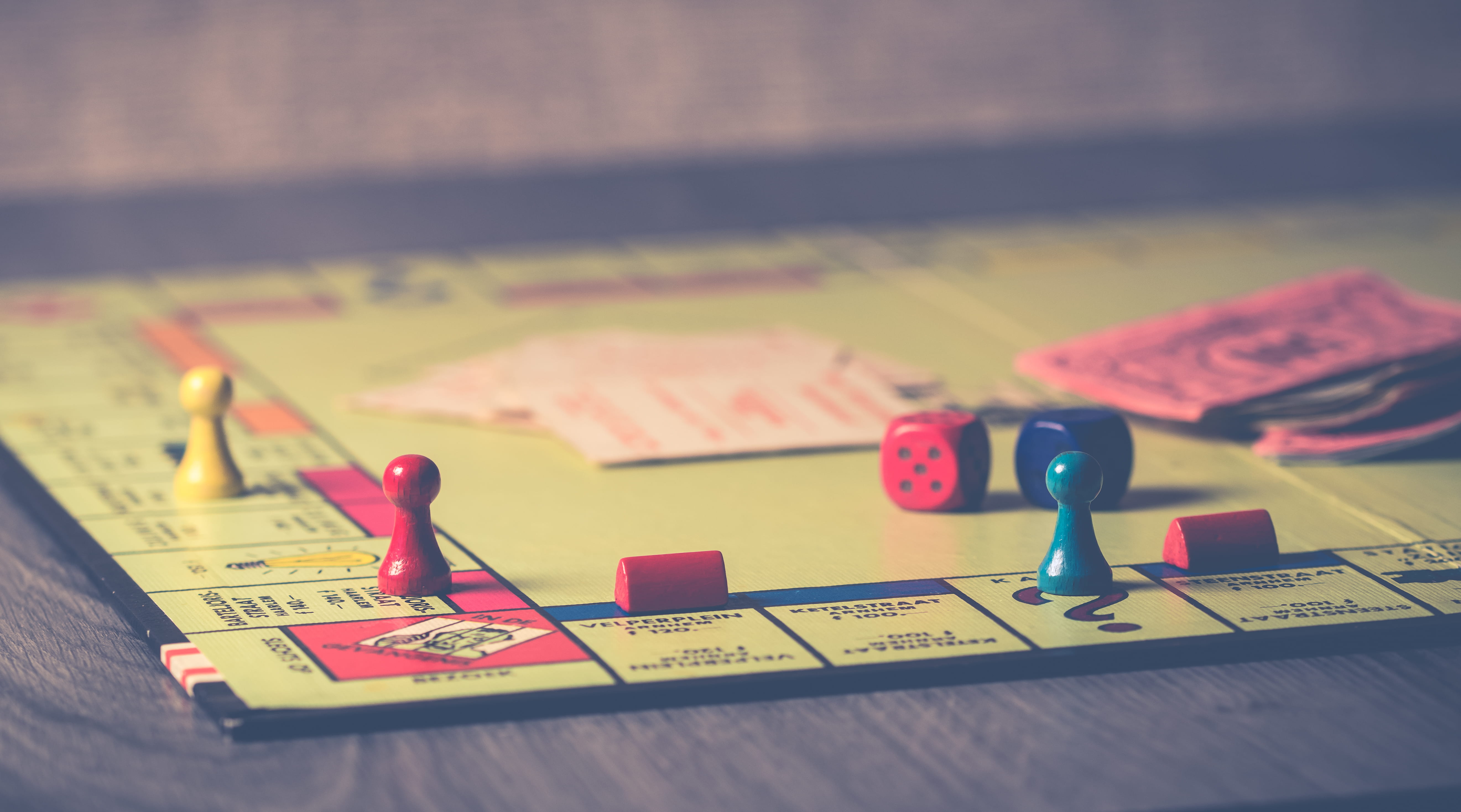 text, dices, guidance, wooden, board game, selective focus, close-up, communication, monopoly, blur, tabletop, control, board, play, table, multi colored, HD Wallpaper