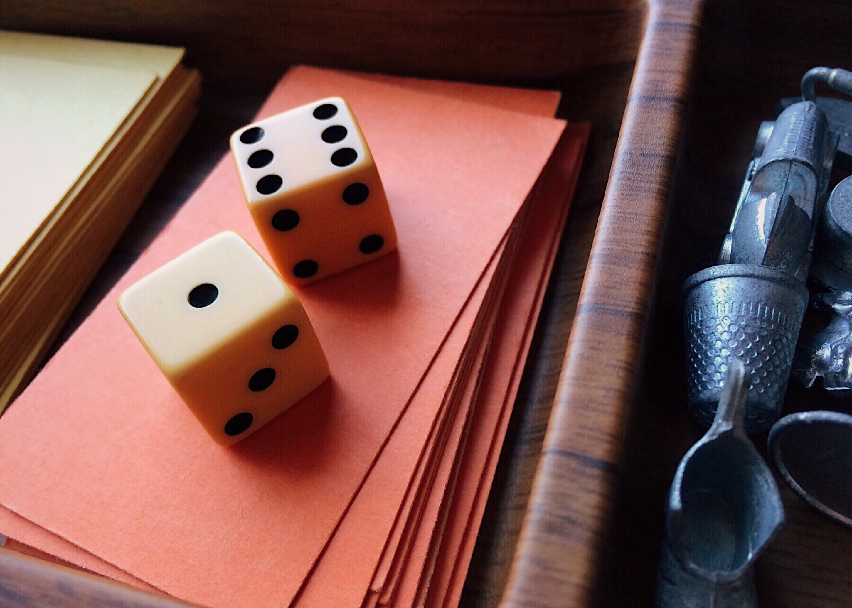indoors, 2K, game of chance, cube shape, wood - material, close-up, strategy, leisure activity, dice, opportunity, medium group of objects, table, relaxation, HD Wallpaper