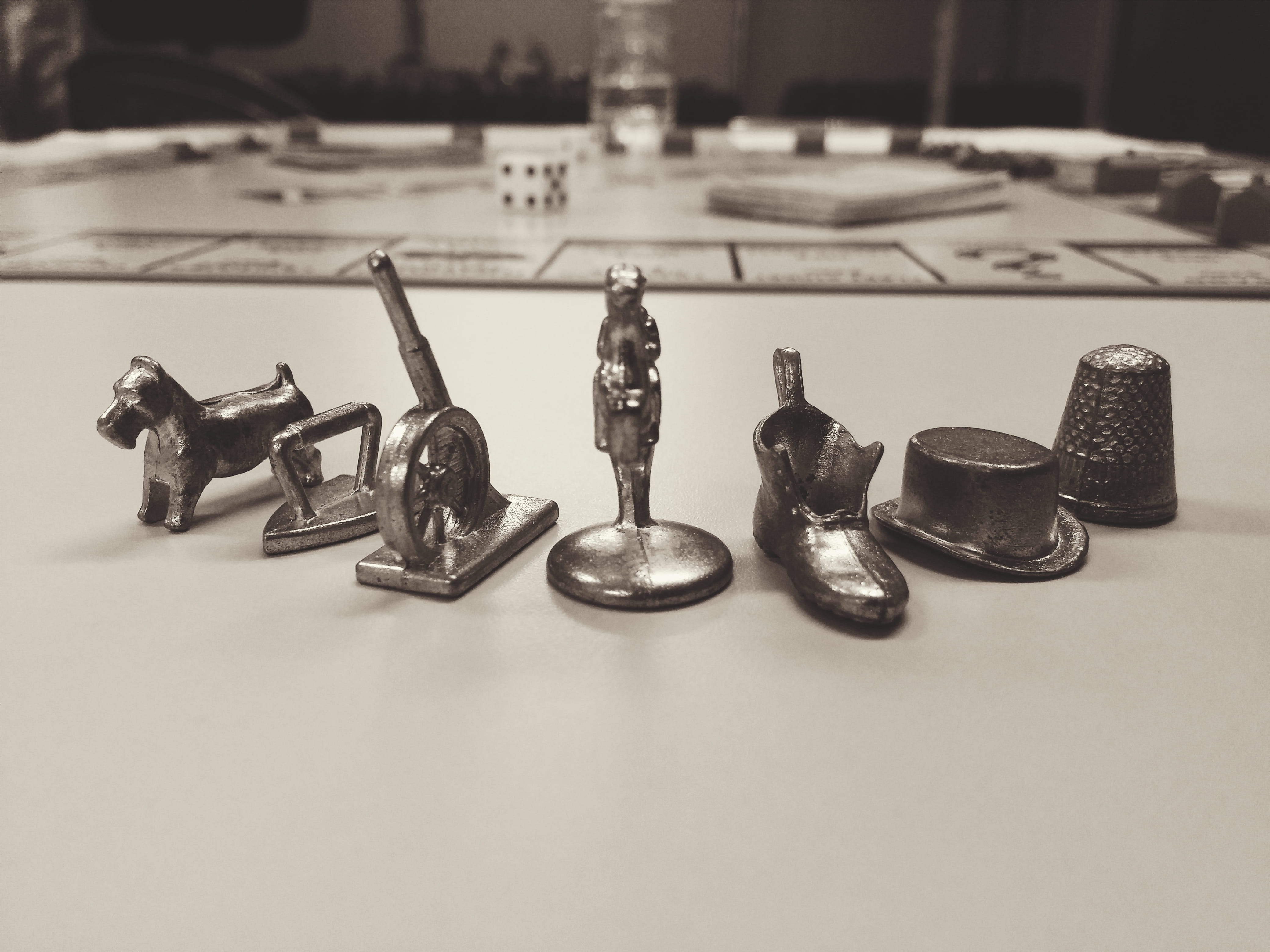 game, man made, indoors, table, closeup, antique, side by side, high angle view, studio shot, security, arrangement, close-up, black and white, large group of objects, HD Wallpaper
