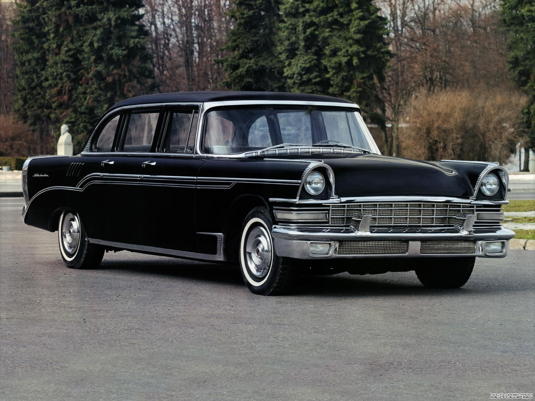 view, zil 111, side, car, soviet car, soviet, 1080P, zil, black, side view, HD Wallpaper