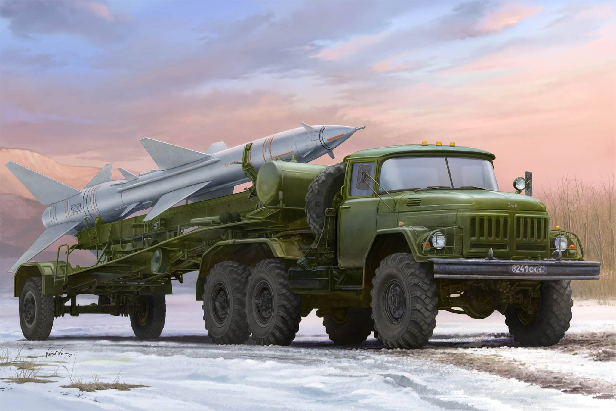 ZIL-131В, 1080P, tow missiles, art, PR-11 SA-2, HD Wallpaper