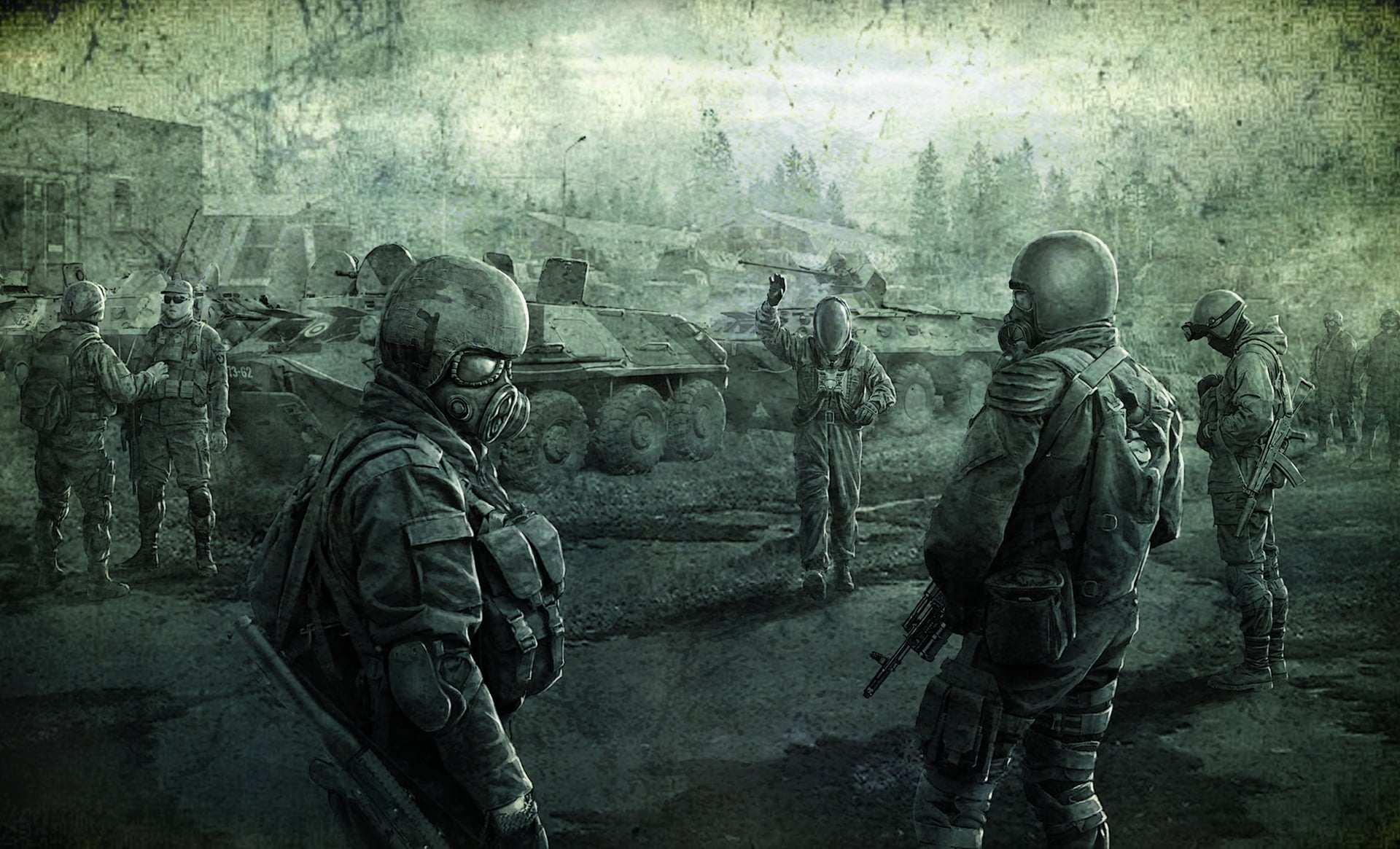 painting, freedom, army, standing, near, aggression, wall - building feature, military uniform, concepts And Ideas, real people, soldiers, S.T.A.L.K.E.R, HD Wallpaper