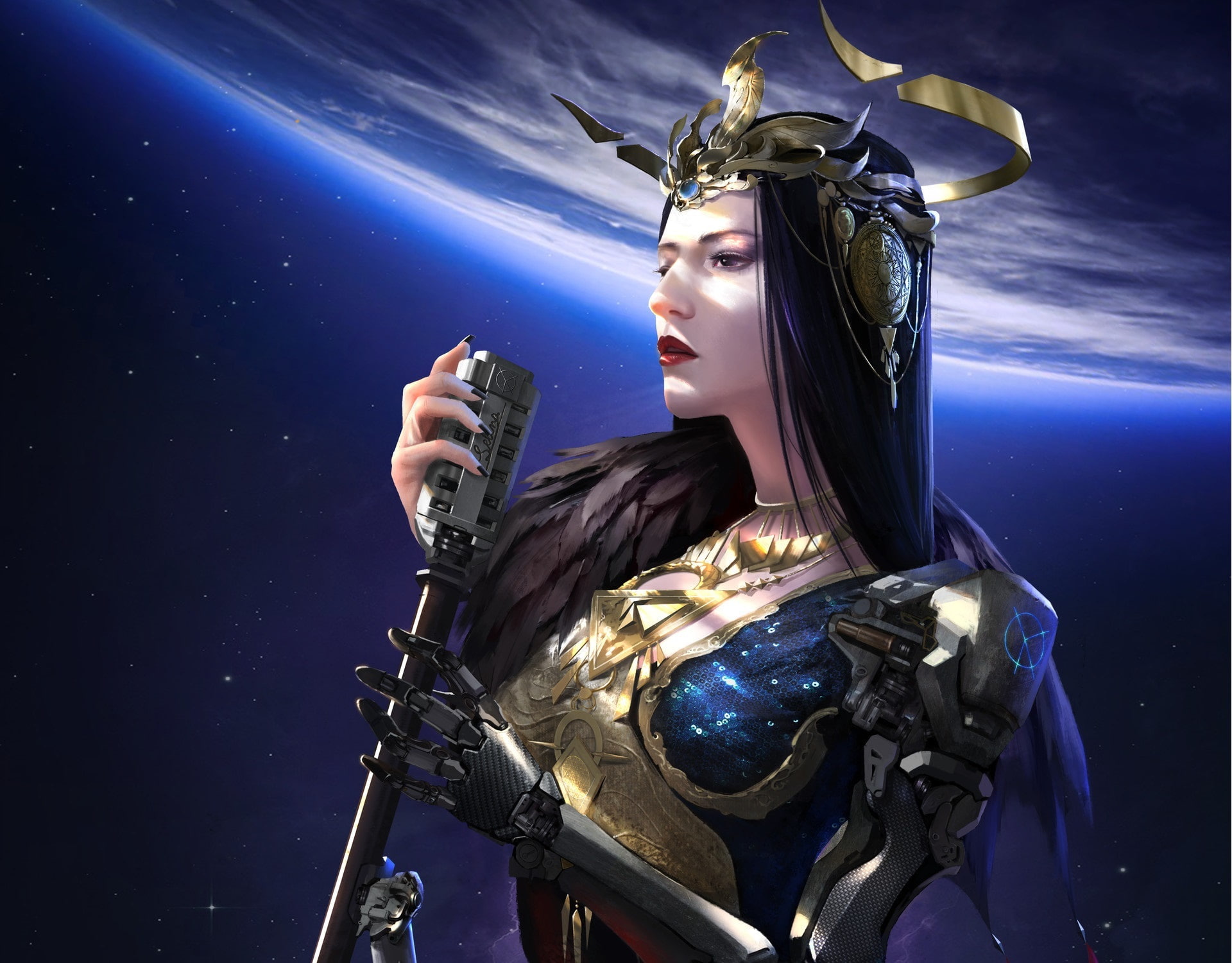 fiction, profile, art, the universe, prosthesis, girl, 1080P, HD Wallpaper