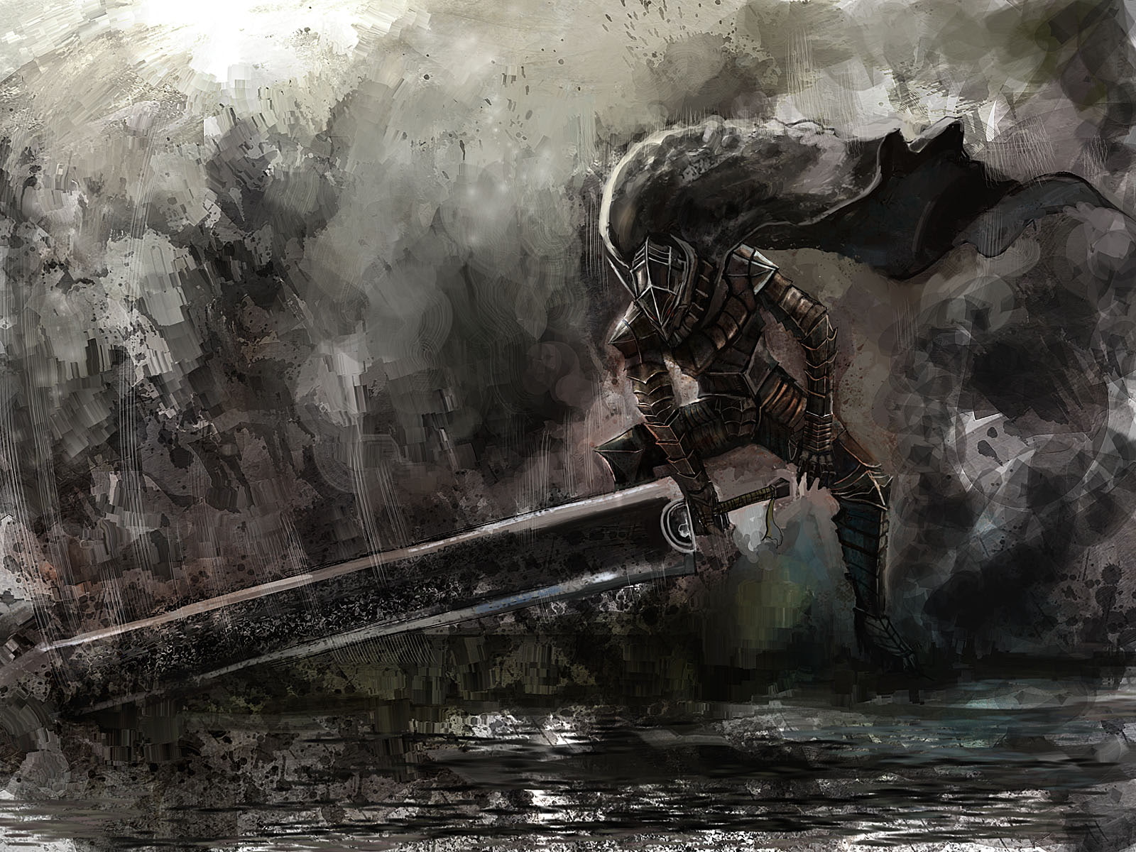 weapon, dark, armor, 720P, berserk, guts, sword, cape, bccp, HD Wallpaper