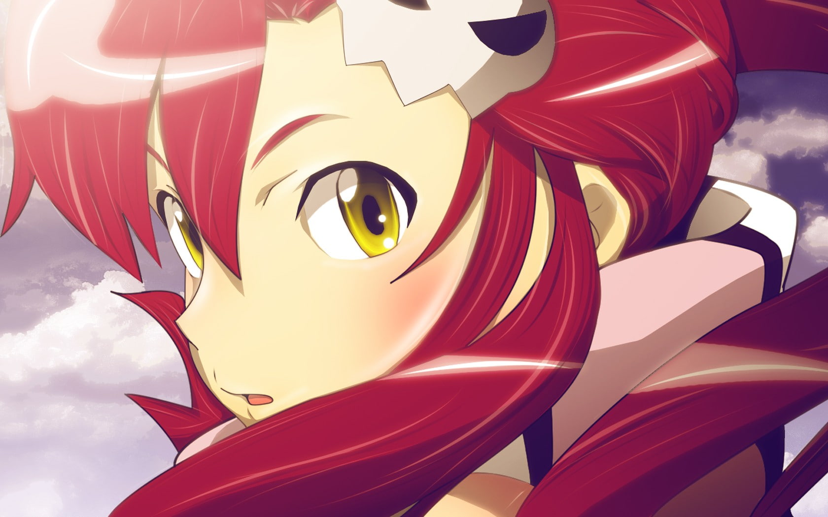 anime, Tengen Toppa Gurren Lagann, long hair, anime girls, 720P, hair ornament, yellow eyes, redhead, Littner Yoko, HD Wallpaper