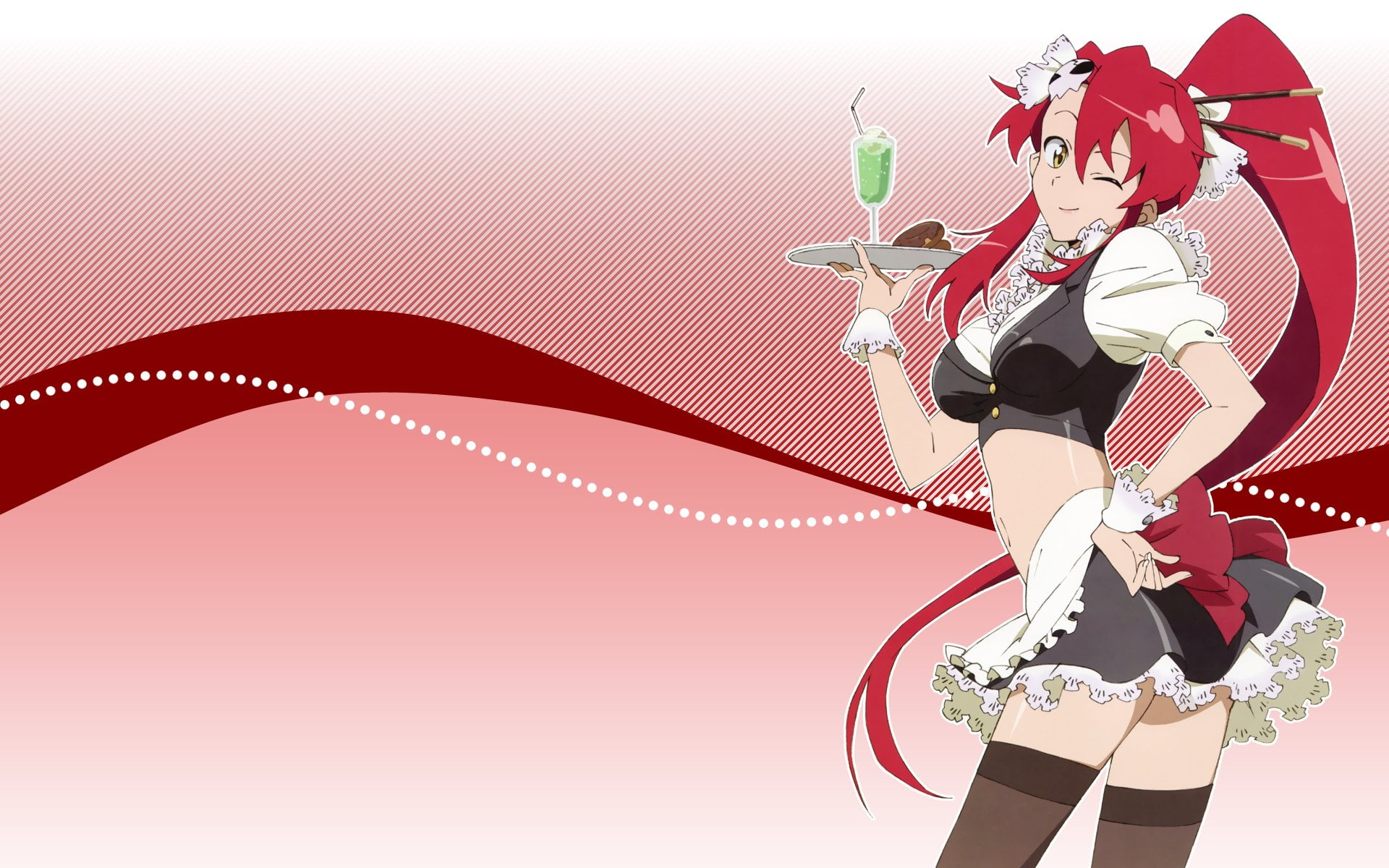 1080P, Drink, Glass, traditional clothing, Smile, pattern, lifestyles, nature, Long Hair, studio shot, clothing, real people, Skirt, Tengen Toppa Gurren Lagann, HD Wallpaper