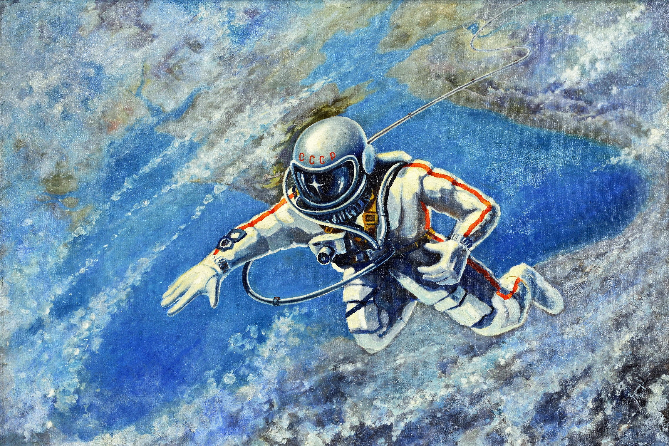 USSR, astronaut, 1080P, artwork, HD Wallpaper