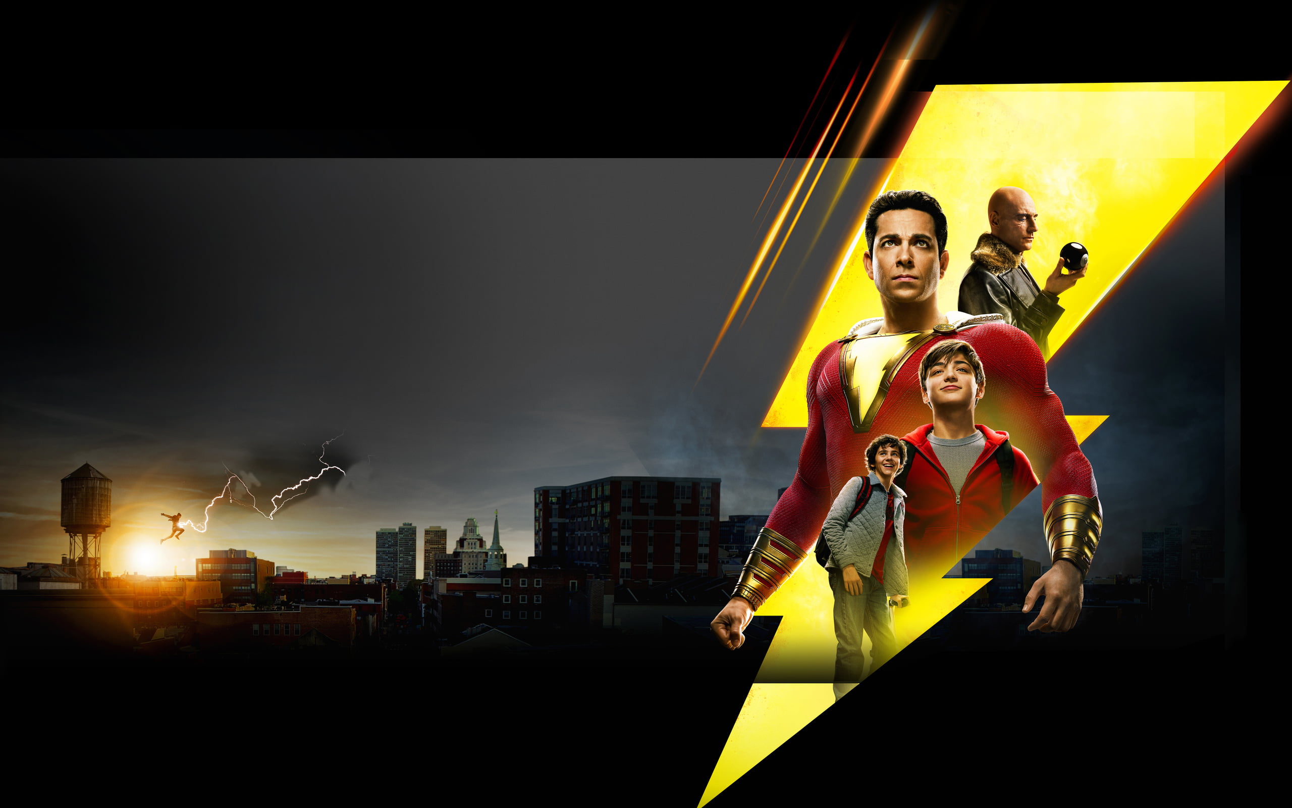 Shazam!, Asher Angel, 2K, Movie, Zachary Levi, Magic 8-Ball, Mark Strong, Lightning, Shazam (DC Comics), Jack Dylan Grazer, HD Wallpaper