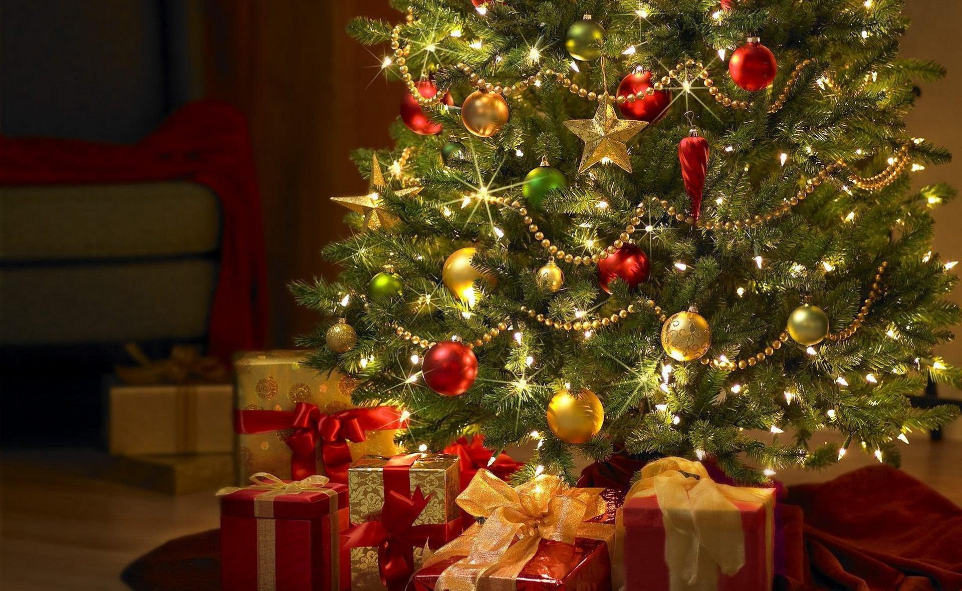 string, christmas, baubles, gifts, year, 1080P, toys, new year, lights, new, garland, tree, HD Wallpaper