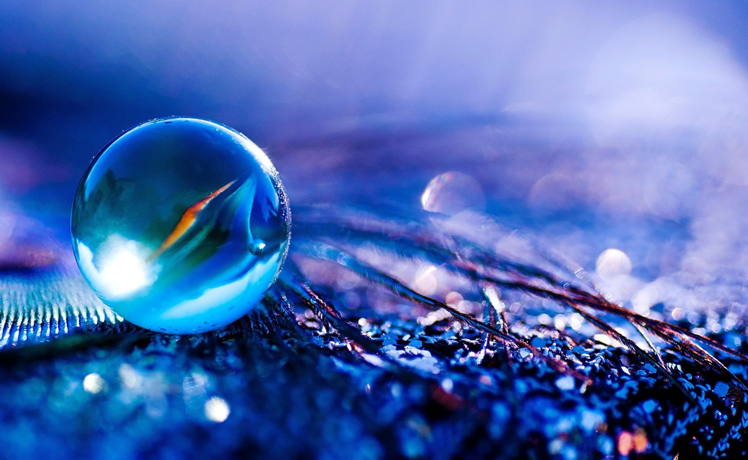 blue, beauty in nature, Aero, single object, vulnerability, selective focus, contemplation, Ball, 2K, sphere, marble, day, no people, outdoors, clear, HD Wallpaper