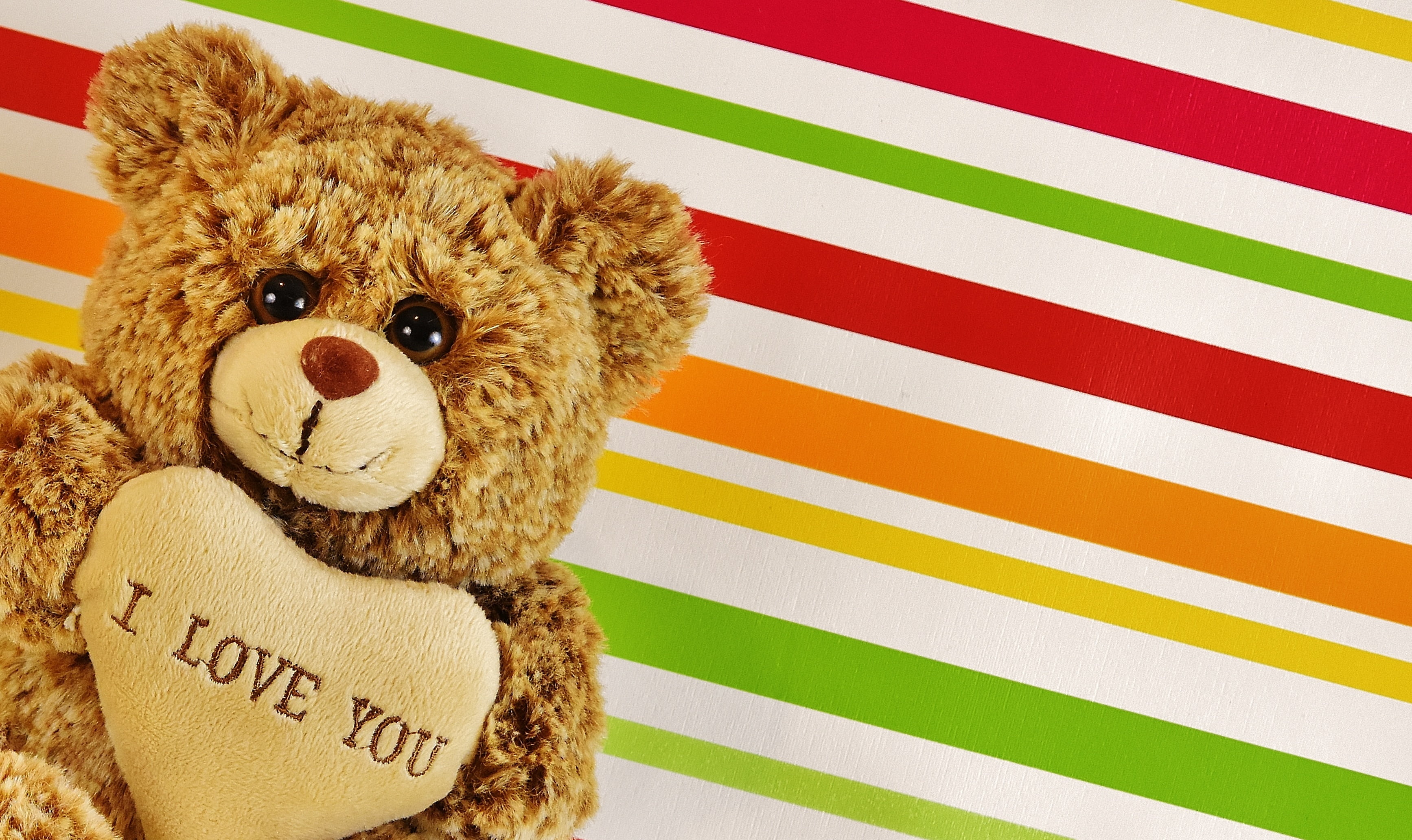 striped, bear, indoors, representation, friends, heart, close-up, funny, stuffed toy, still life, gift, art and craft, cute, positive emotion, bears, affection, HD Wallpaper