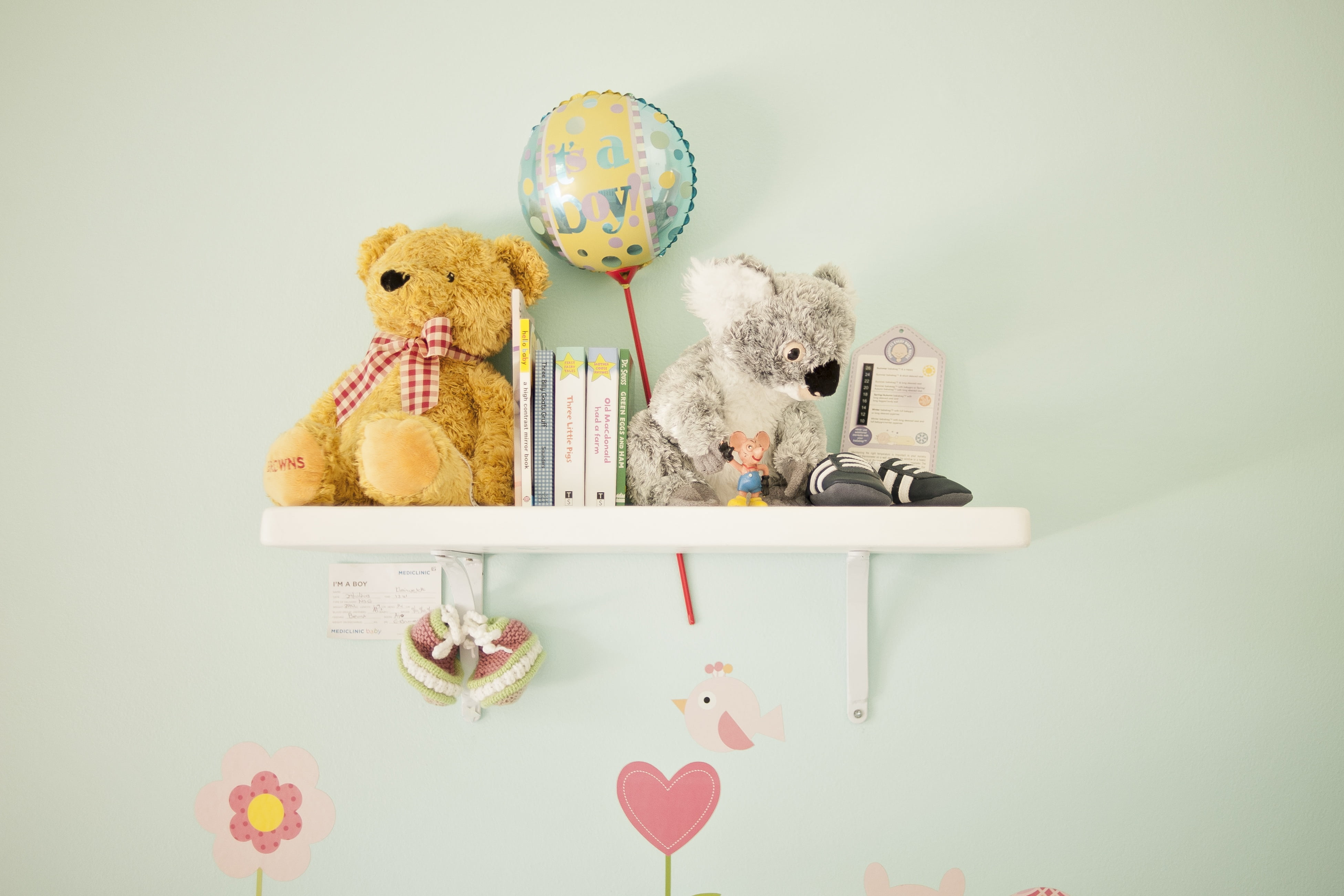 cute, toys, wall, white background, furniture, medium group of objects, human representation, wooden, shelf, baby, toy, day, newborn, plush, multi colored, HD Wallpaper