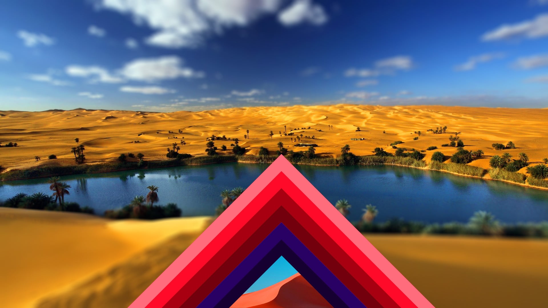 photography, outdoors, photo manipulation, nature, blue, day, sky, tree, polyscape, land, triangle, scenics - nature, abstract, tranquility, plant, 1080P, HD Wallpaper