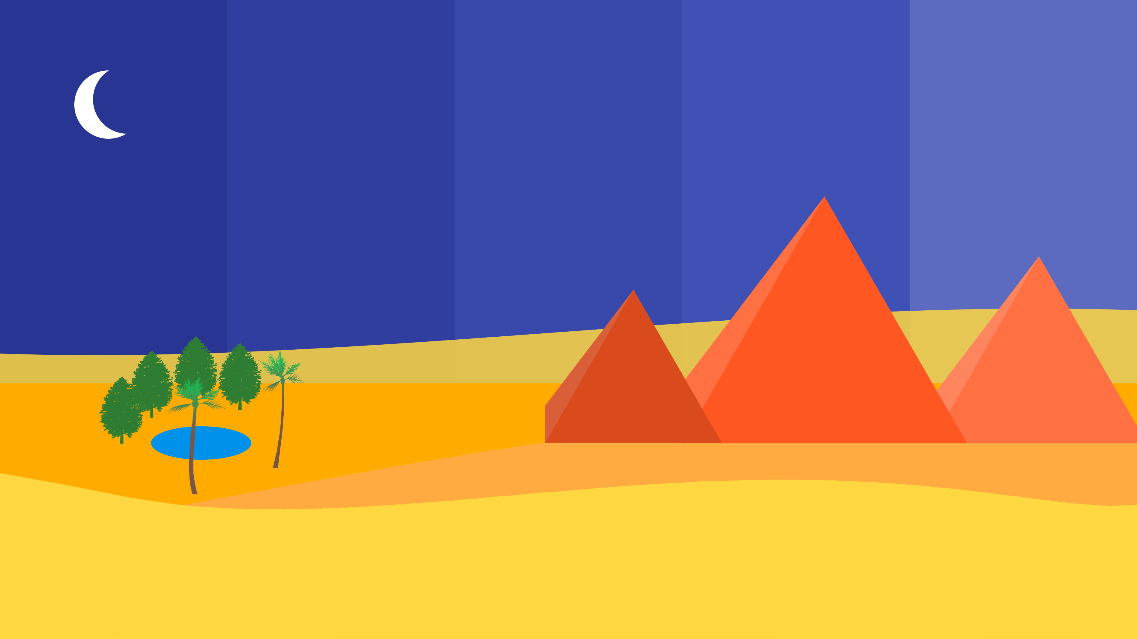 plant, desert, studio shot, backgrounds, design, pyramid, 4K, multi colored, journey, blue, yellow, no people, digital composite, minimalism, outdoors, HD Wallpaper
