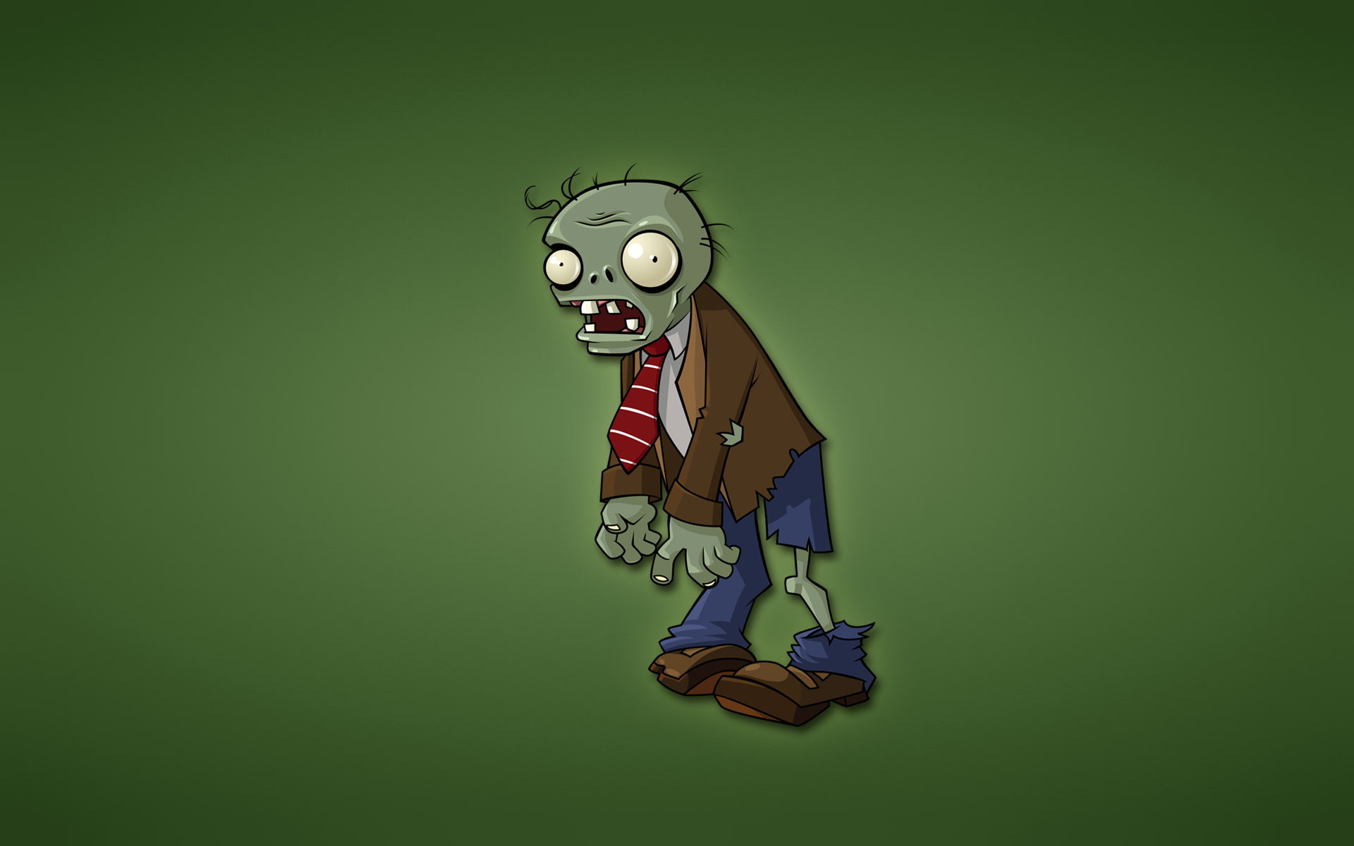 minimalism, green background, zombies, Plants vs. Zombies, 1080P, red tie, HD Wallpaper