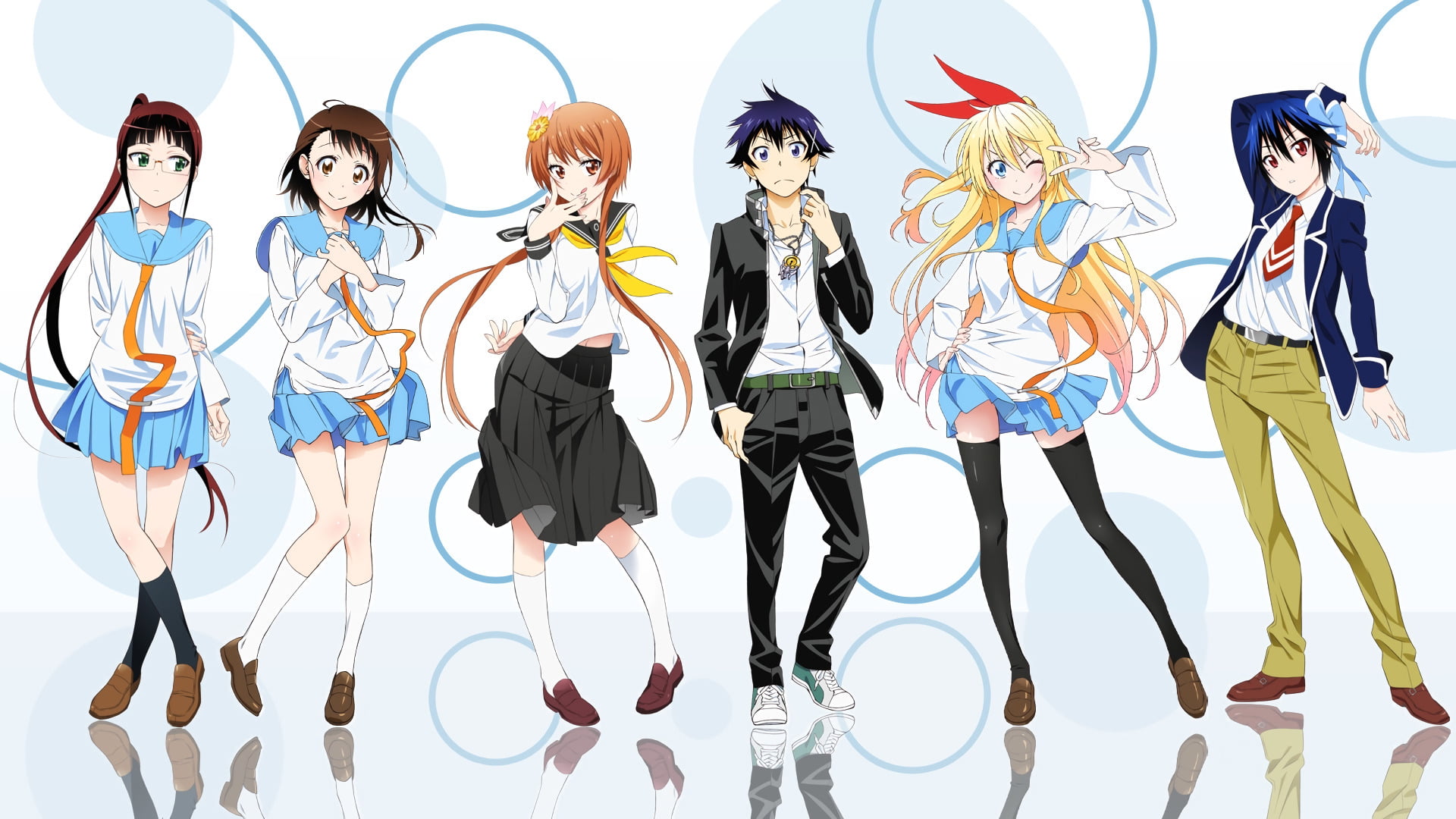 Tie, standing, clothing, human representation, female likeness, side by side, creativity, 1080P, fashion, choice, Ruri Miyamoto, Girl, multi colored, character, HD Wallpaper