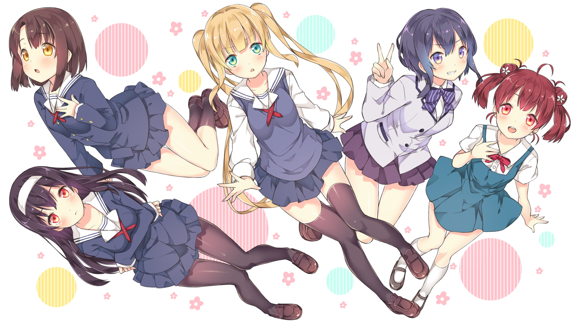 Red Eyes, Megumi Katō, Blonde, Eriri Spencer Sawamura, Utaha Kasumigaoka, Saekano: How to Raise a Boring Girlfriend, Skirt, 1080P, Purple Hair, Smile, HD Wallpaper