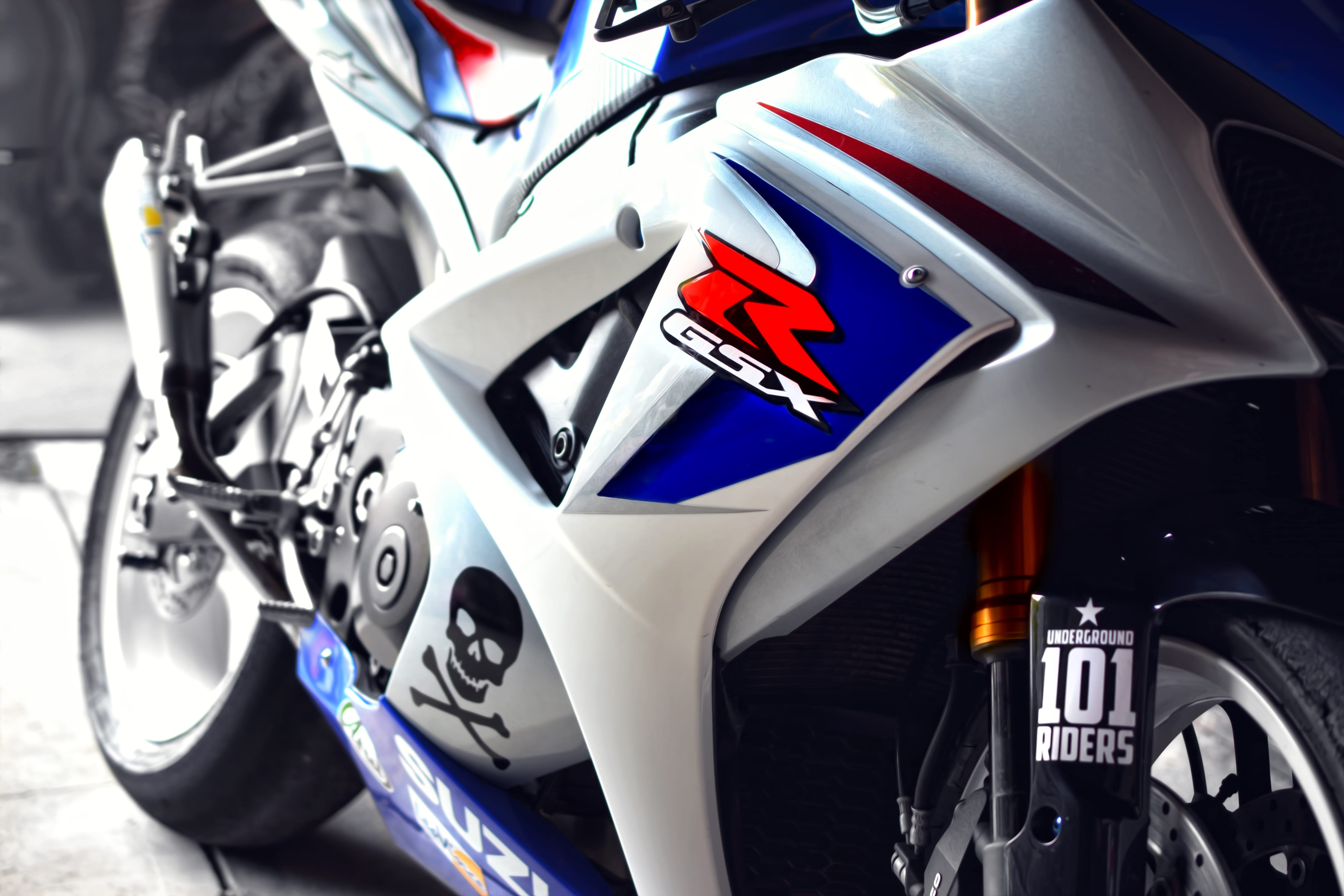transportation, crash helmet, sport, flag, focus on foreground, motorcycles, goes, mode of transportation, gsx, day, blue, stationary, suzuki, motor vehicle, HD Wallpaper