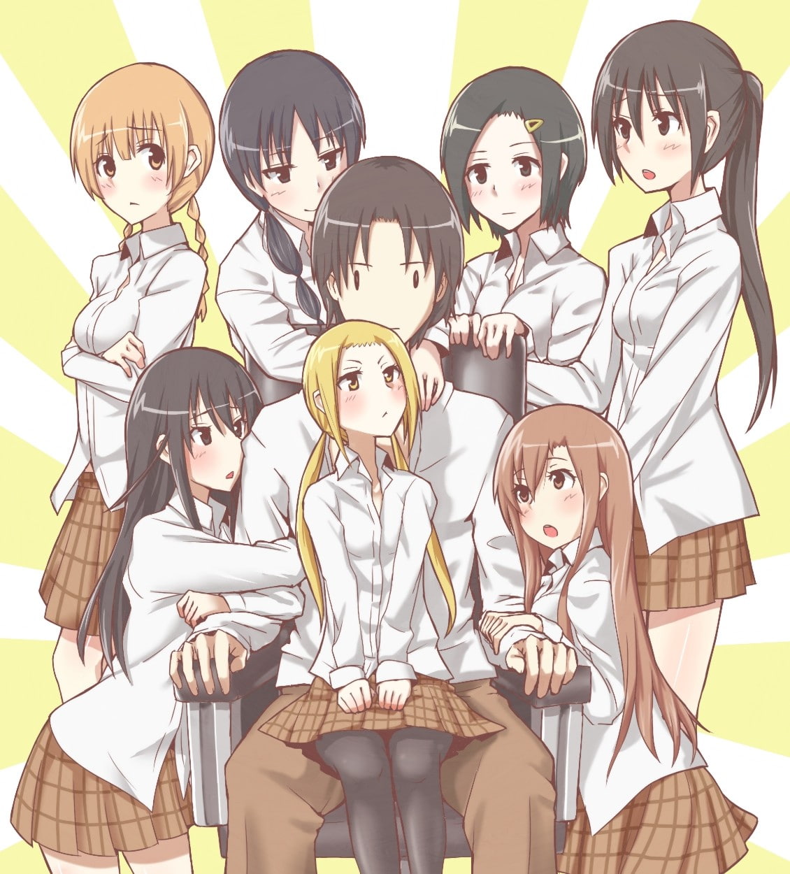 art and craft, Seitokai Yakuindomo, casual clothing, indoors, disguise, Mitsuba Mutsumi, clothing, 480P, Igarashi Kaede, male likeness, adult, female likeness, Phone HD Wallpaper