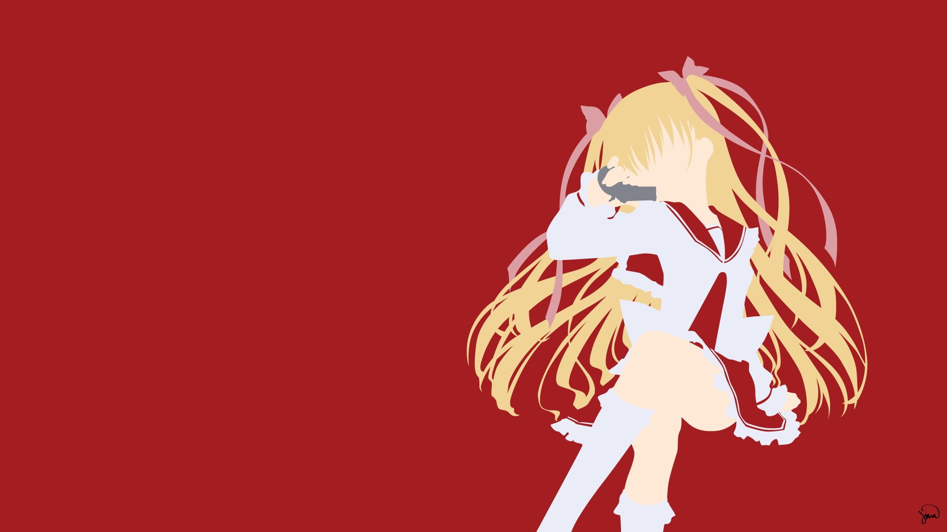 indoors, Hidan no Aria, anime girls, red, copy space, studio shot, close-up, representation, cut out, Mine Riko, sky, low angle view, decoration, lighting equipment, HD Wallpaper