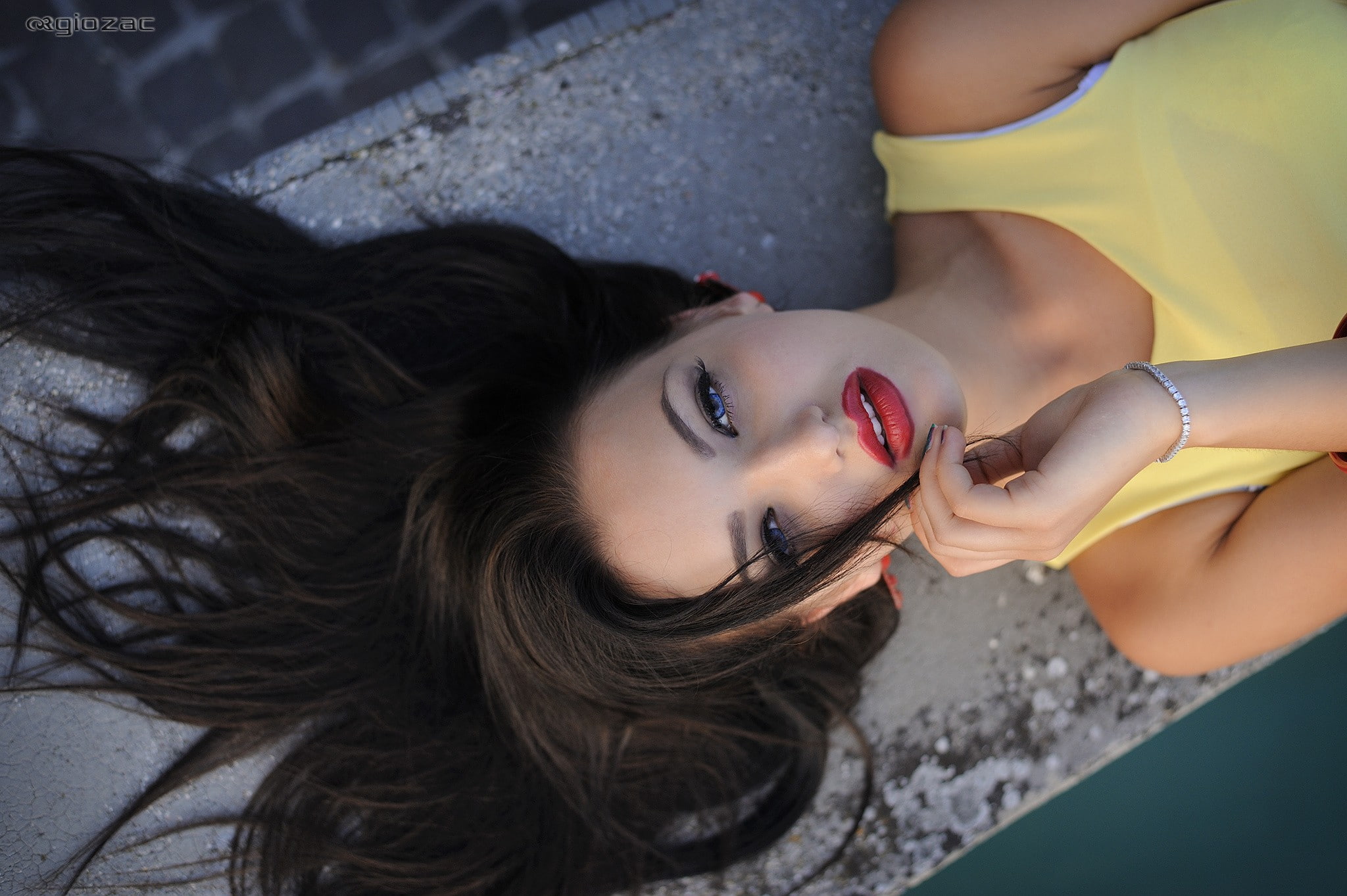 long hair, face, hairstyle, 500px, young women, hair, lying down, make-up, one person, lifestyles, lipstick, beautiful woman, Giovanni Zacche, high angle view, HD Wallpaper