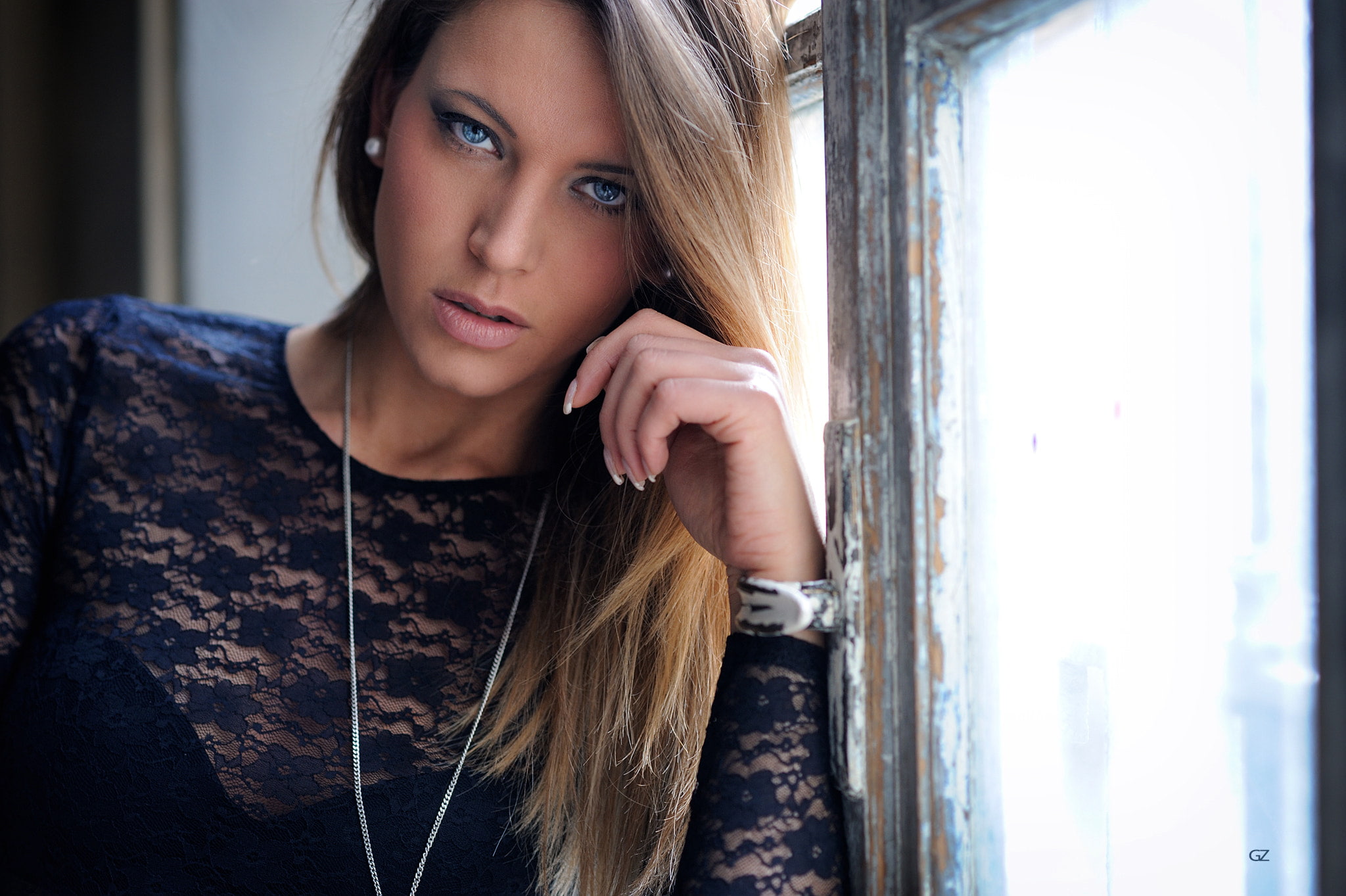 necklace, 1080P, blue eyes, 500px, Giovanni Zacche, blonde, women, HD Wallpaper